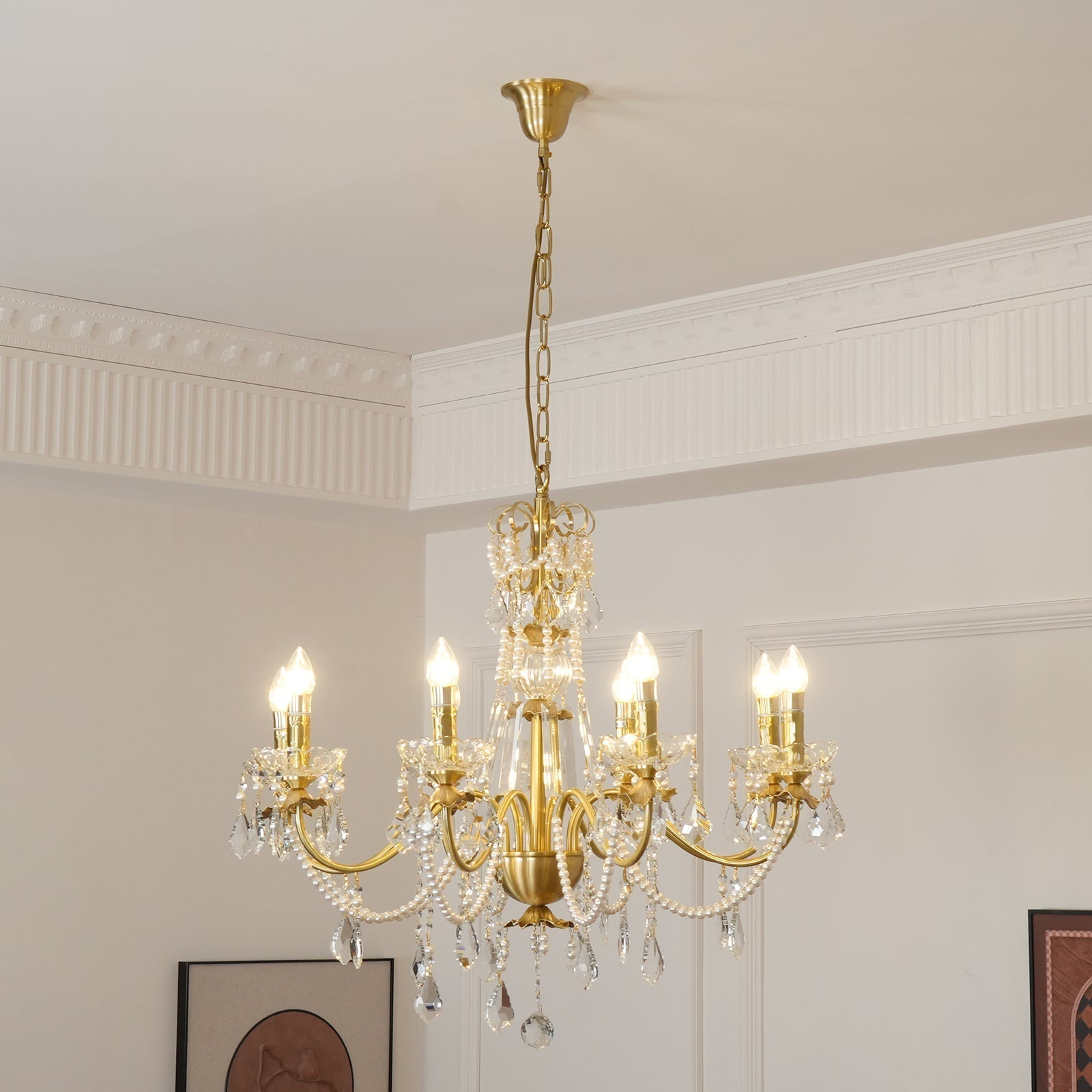 Lustre Chandelier en Cristal Perles Suspendues - Neutralighting