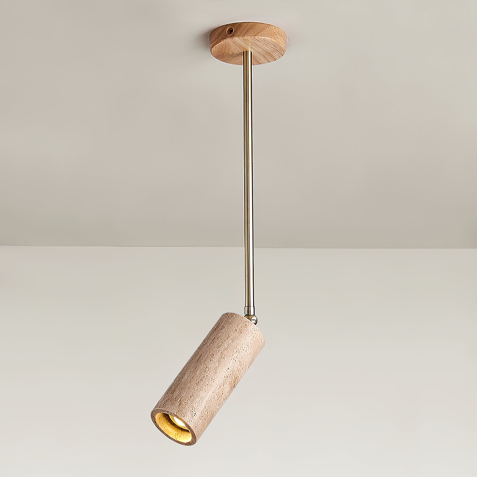Syraeia Modern Minimalist Surface Wooden Travertine Mount Ceiling Lamp - Lamp Copper