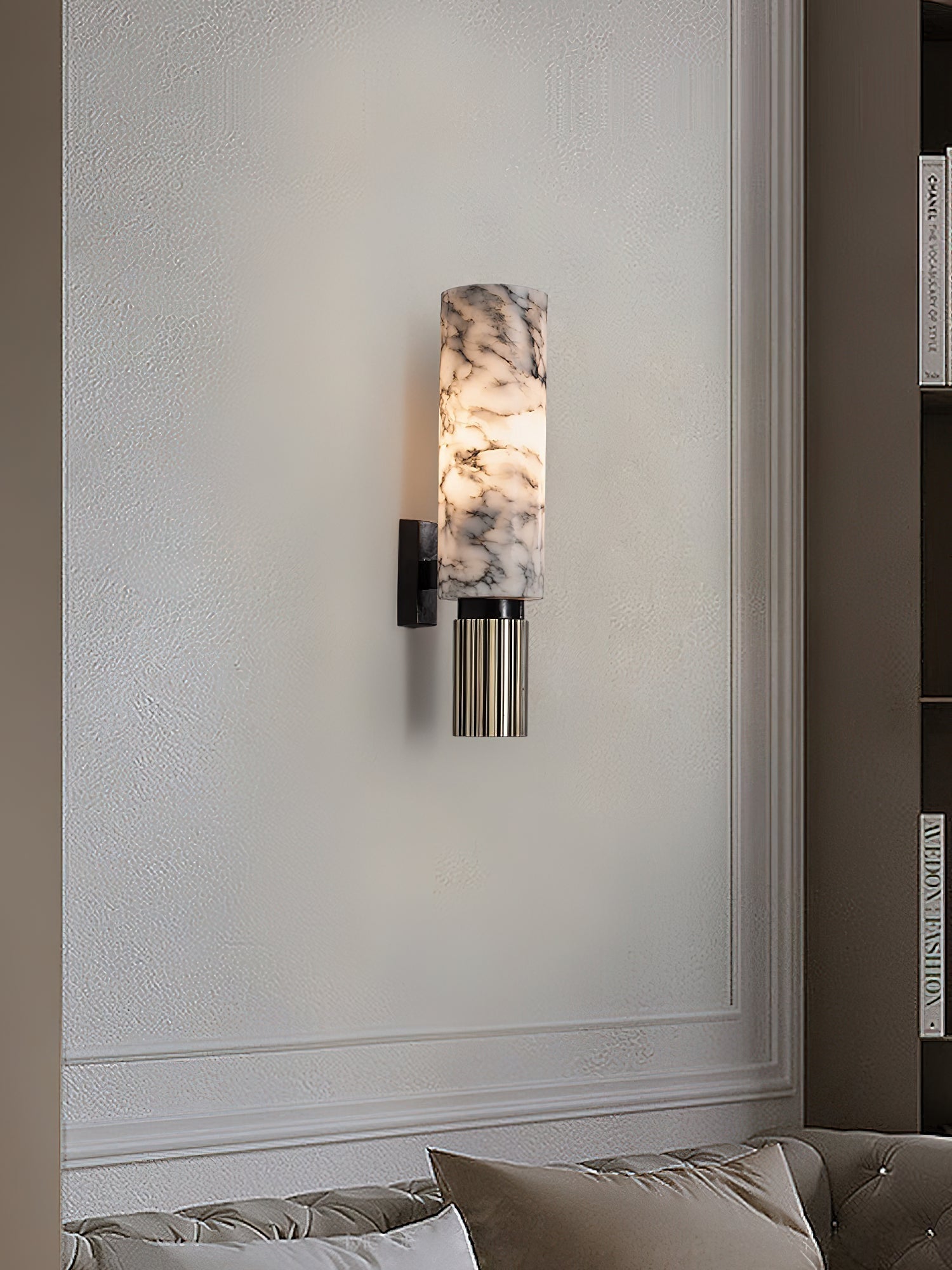 Olnoreth Modern Minimalist Metal Alabaster Wall Lamp - Lamp Copper