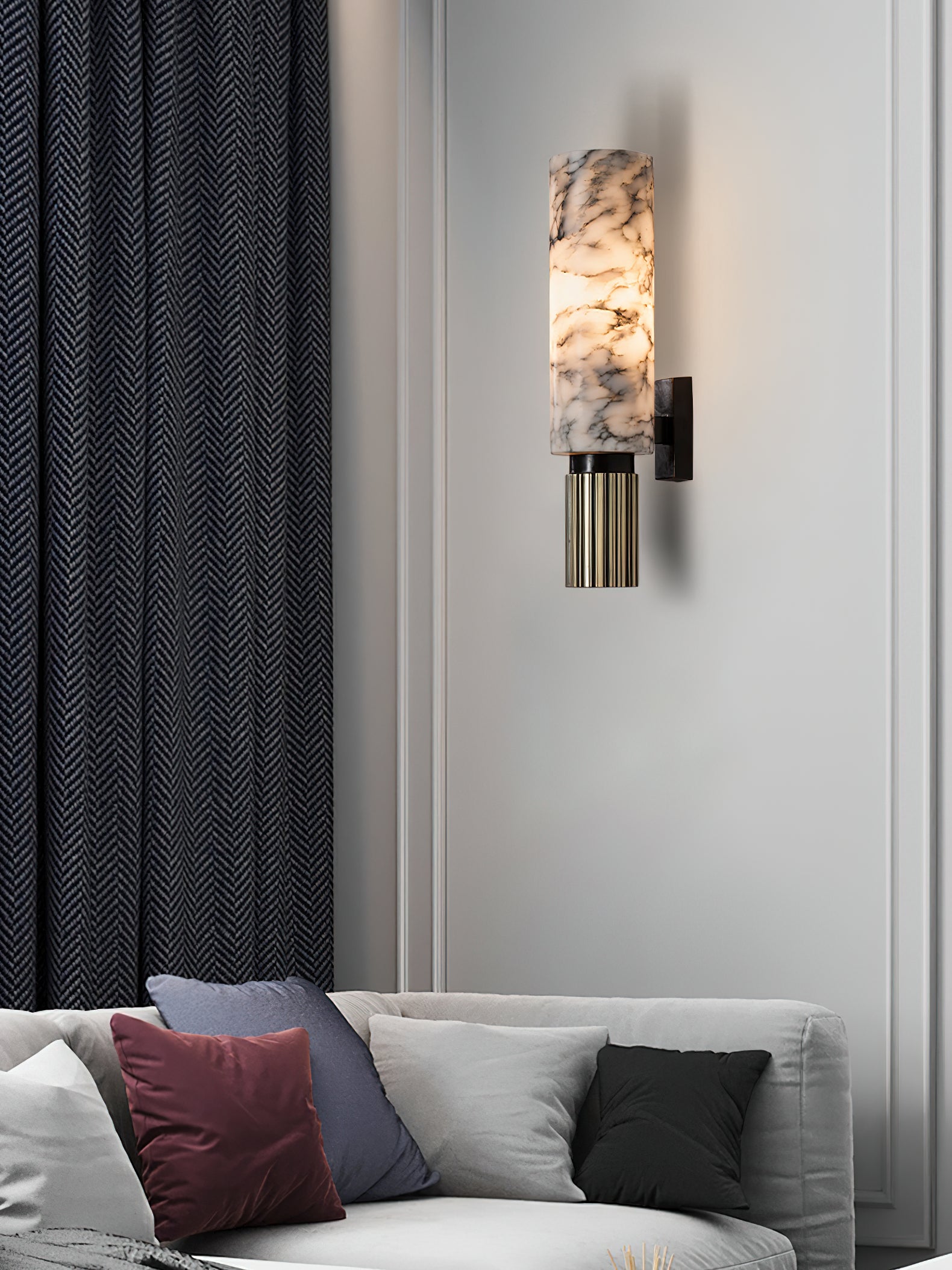 Olnoreth Modern Minimalist Metal Alabaster Wall Lamp - Lamp Copper