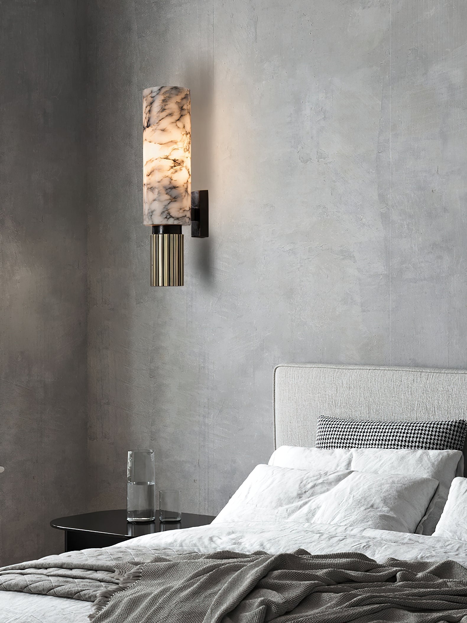 Olnoreth Modern Minimalist Metal Alabaster Wall Lamp - Lamp Copper
