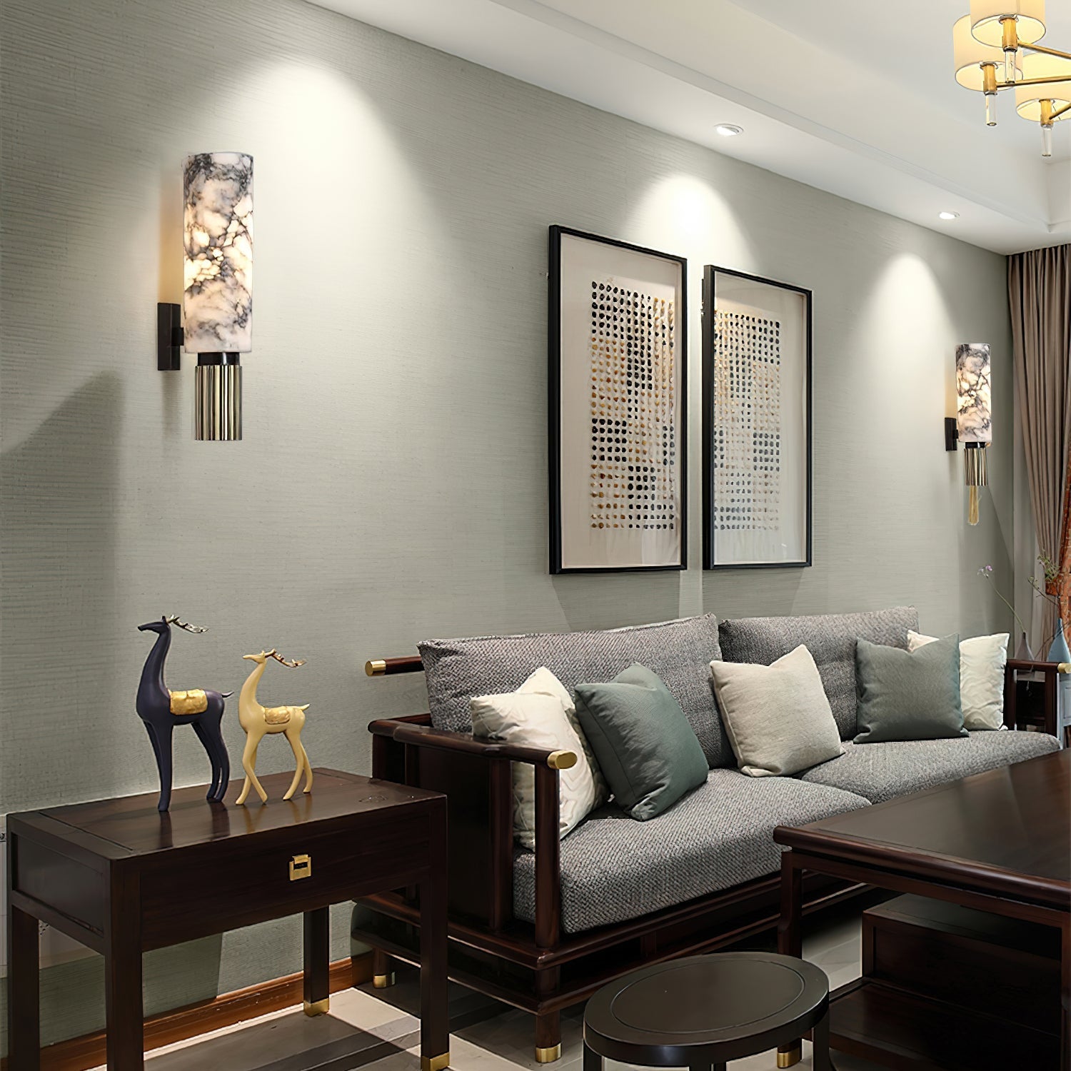 Olnoreth Modern Minimalist Metal Alabaster Wall Lamp - Lamp Copper