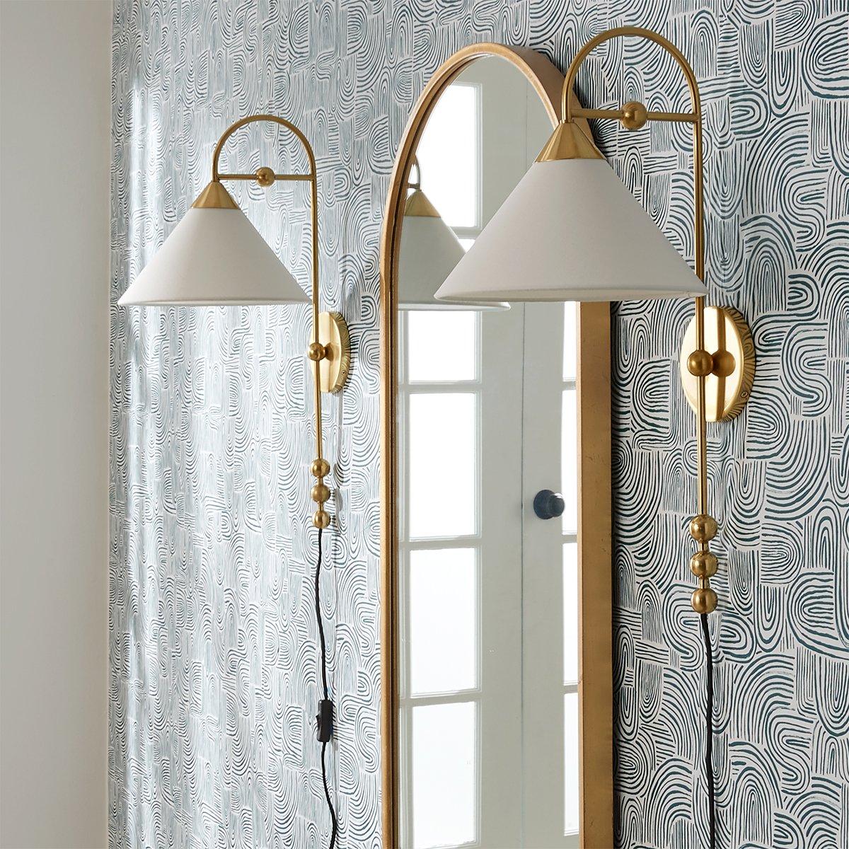 Cisorir Applique Murale Élégance Vintage à Brancher en Laiton et Tissu - Neutralighting