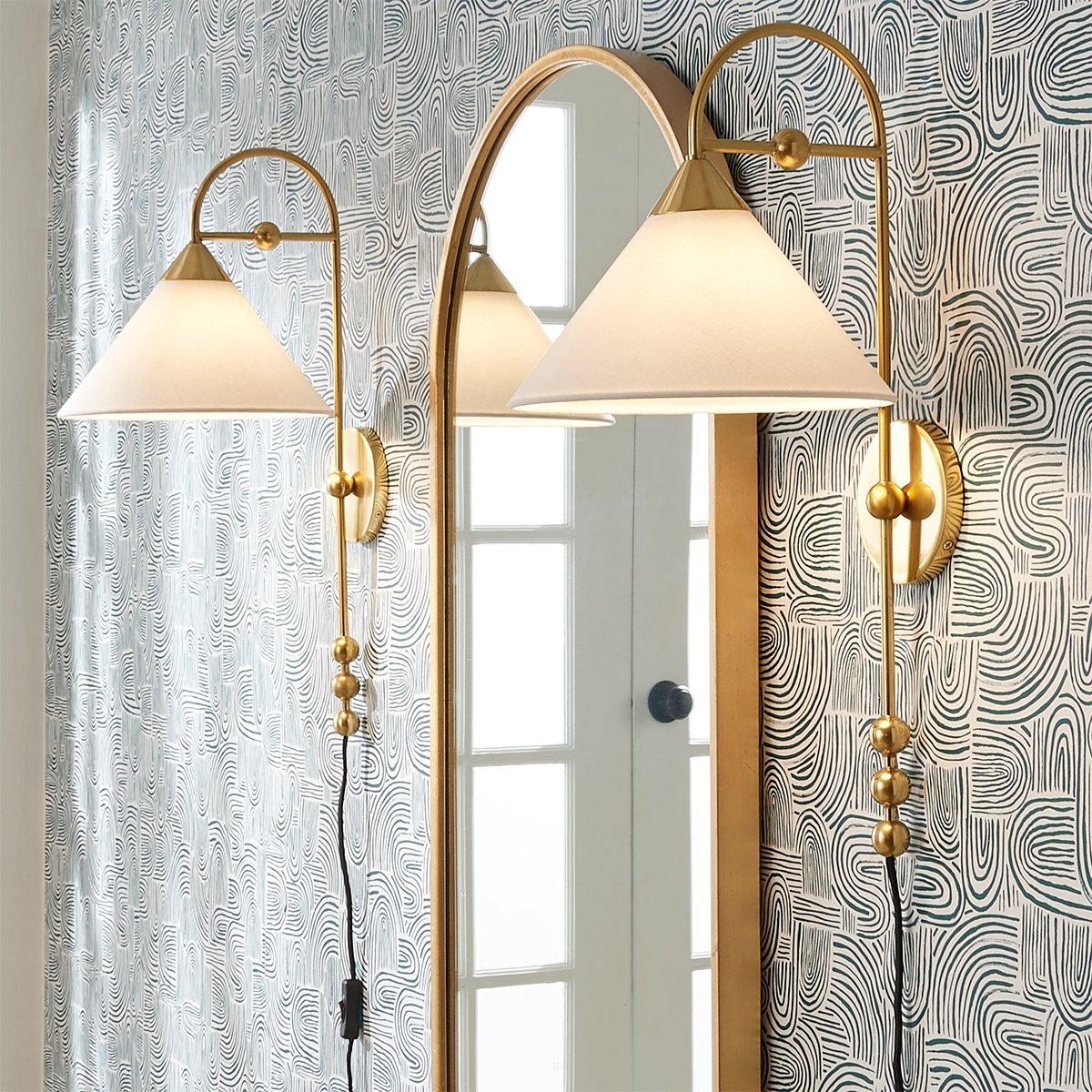 Cisorir Applique Murale Élégance Vintage à Brancher en Laiton et Tissu - Neutralighting