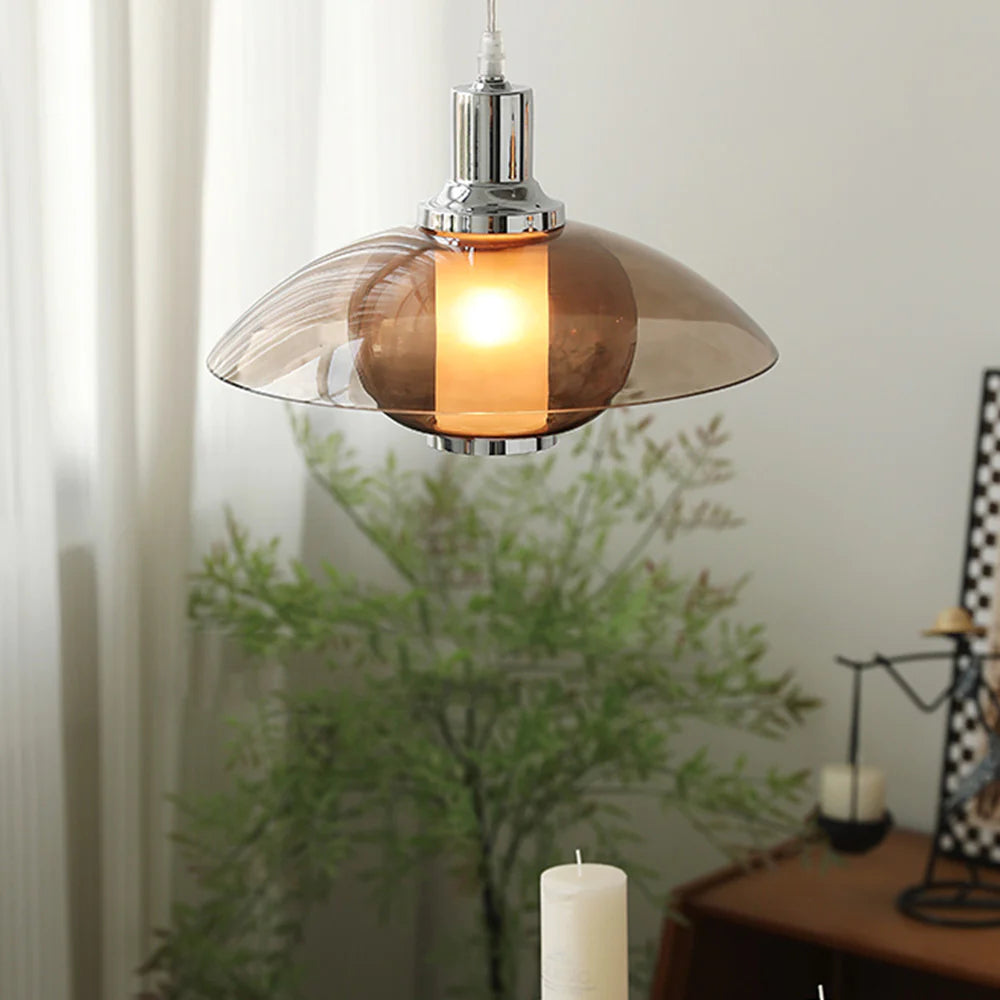Arisha Suspension Luminaire Moderne Ronde LED Marron Verre Salon - Neutralighting
