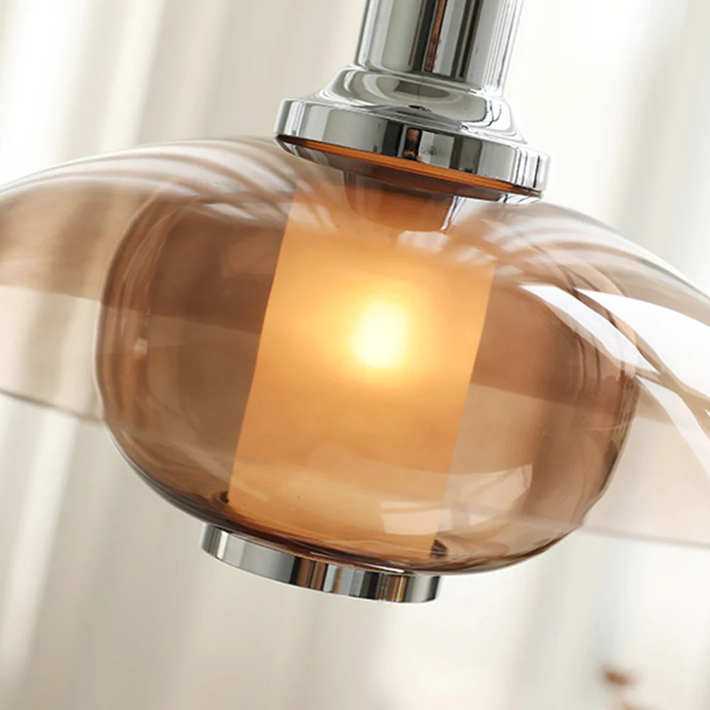 Arisha Suspension Luminaire Moderne Ronde LED Marron Verre Salon - Neutralighting