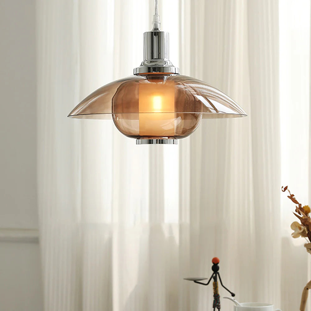 Arisha Suspension Luminaire Moderne Ronde LED Marron Verre Salon - Neutralighting