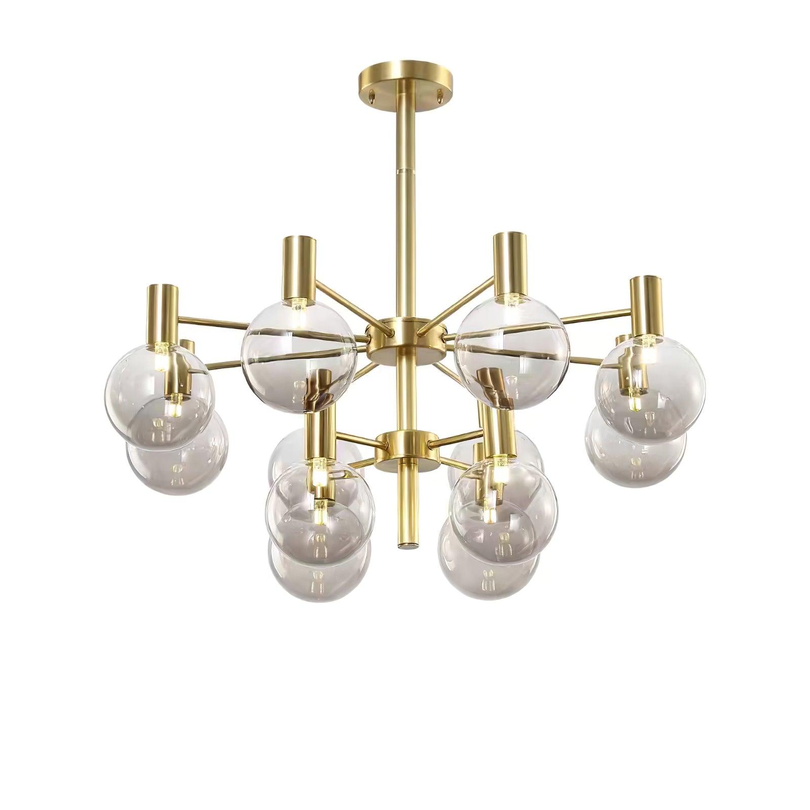 Lustra Chandelier Globe En Verre Cadre Doré Moderne - Neutralighting