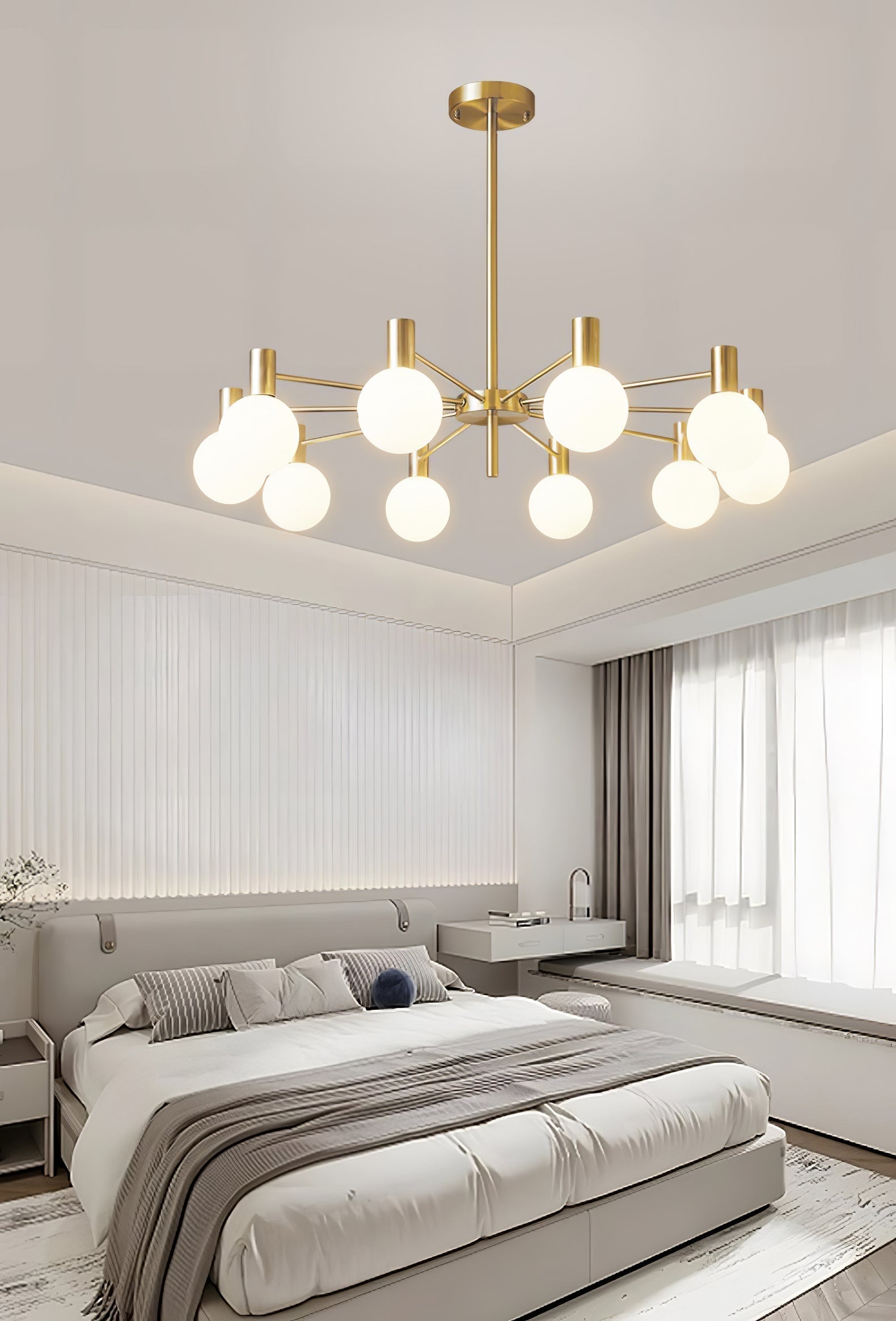 Lustra Chandelier Globe En Verre Cadre Doré Moderne - Neutralighting