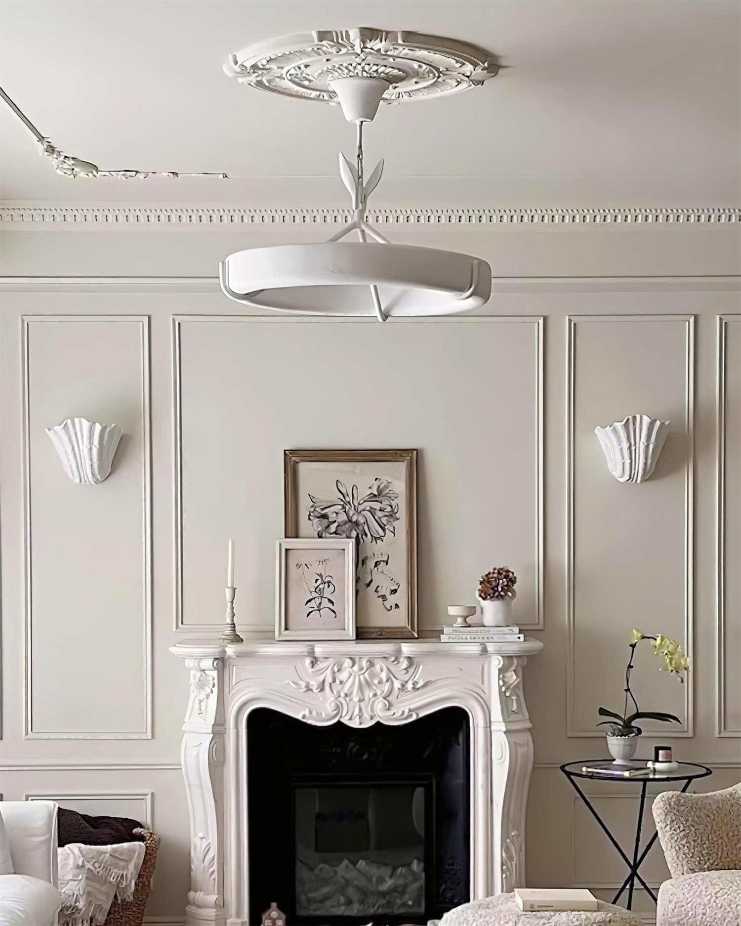 Wall Lamp Shell Plaster Handcrafted Seashell Shape Artistic - Letslighting