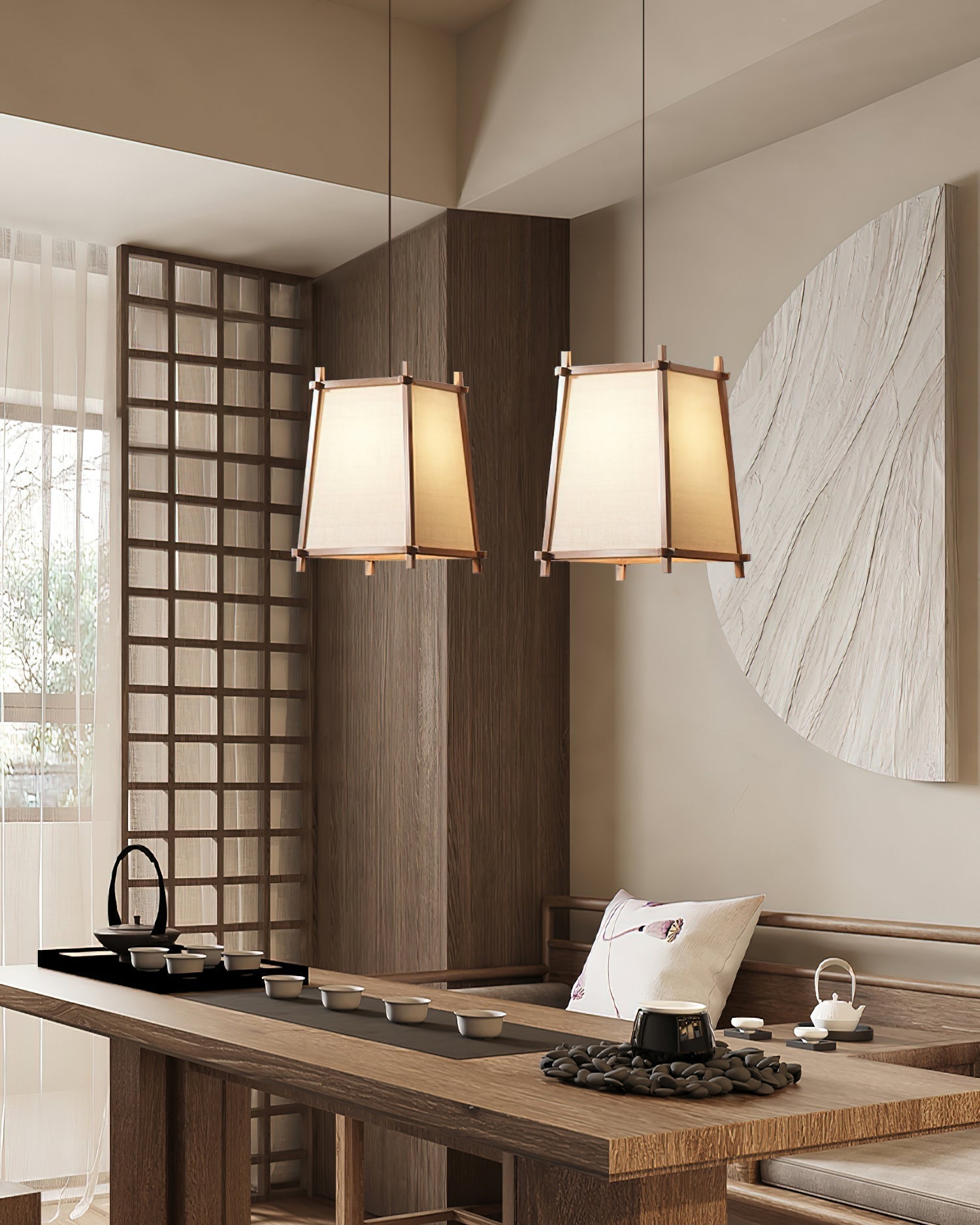 Calira Pendant Light Fabric Geometric - Letslighting