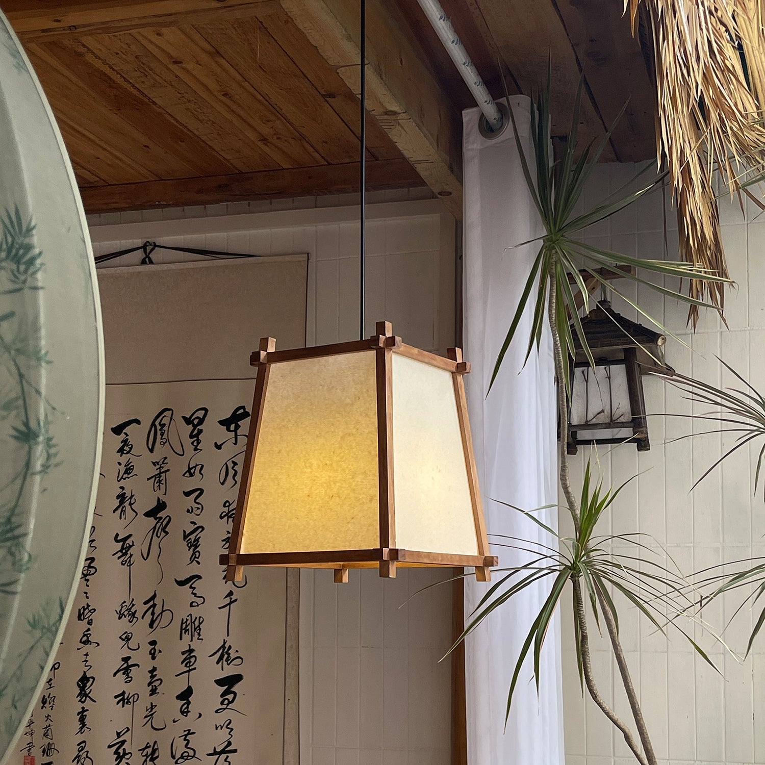 Calira Pendant Light Fabric Geometric - Letslighting