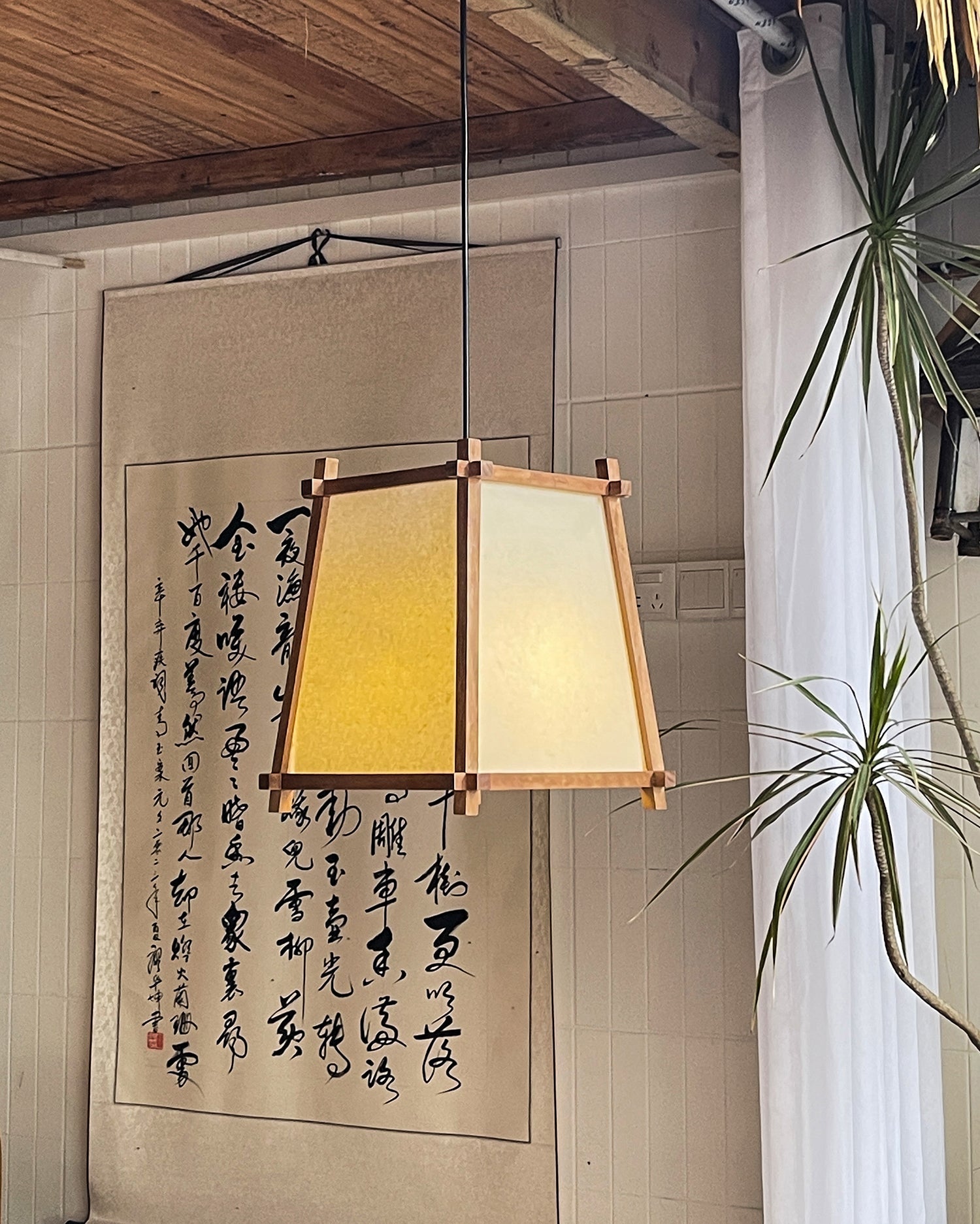 Calira Pendant Light Fabric Geometric - Letslighting