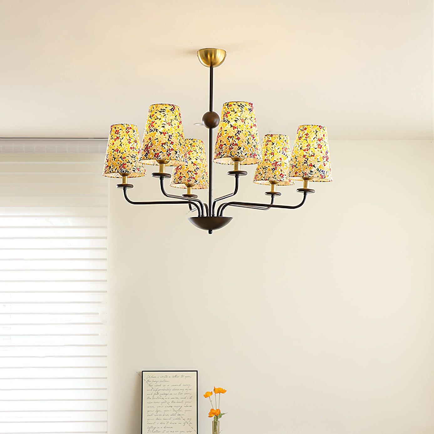 Siena Lustre Abat-jour en Tissu Floral Six Bras - Neutralighting