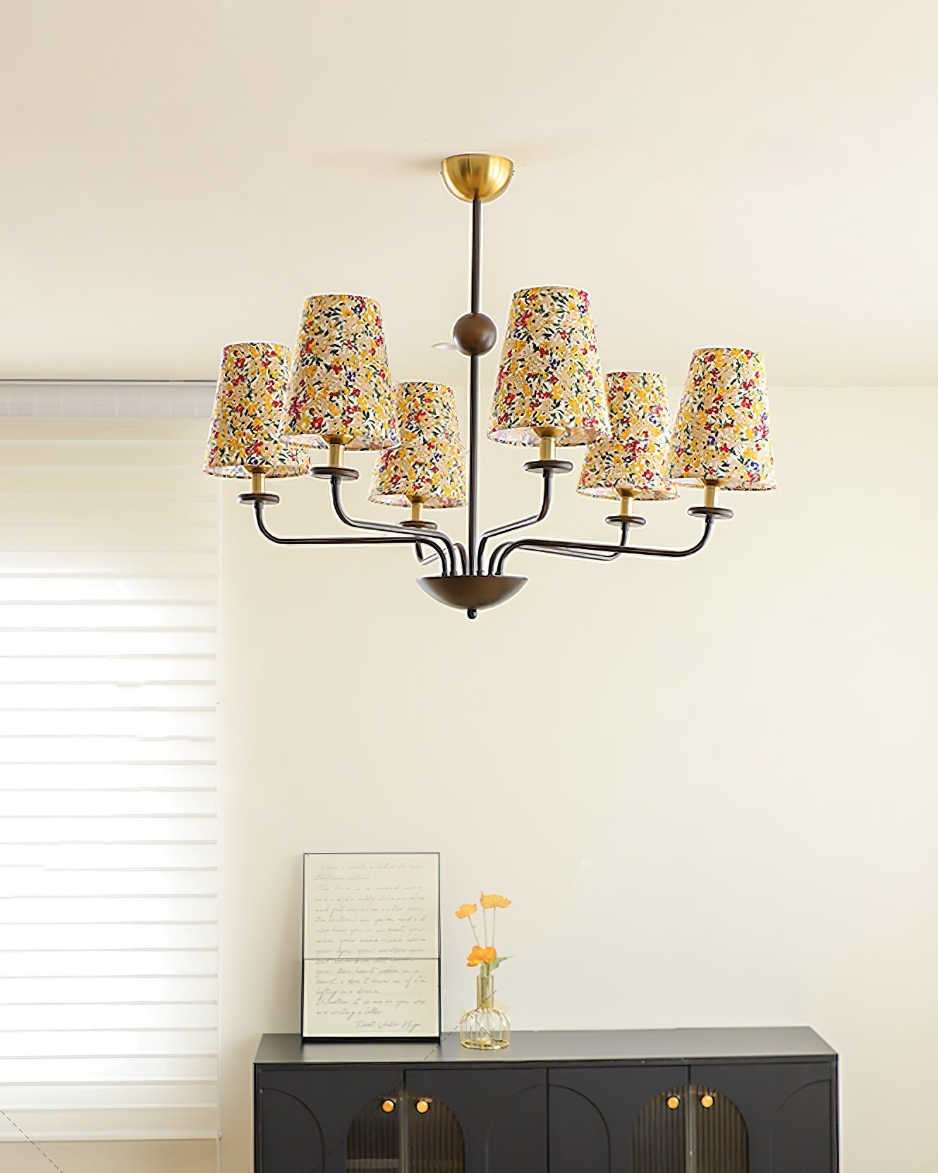 Siena Lustre Abat-jour en Tissu Floral Six Bras - Neutralighting