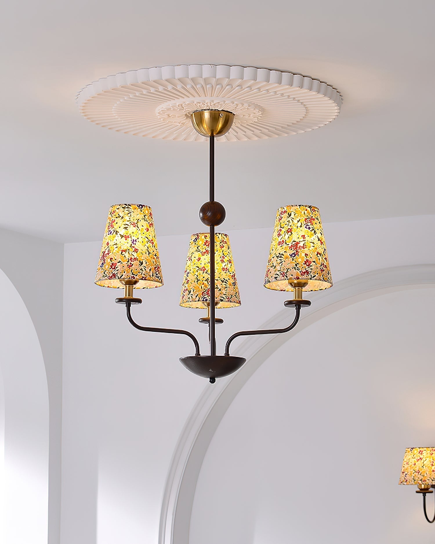 Siena Lustre Abat-jour en Tissu Floral Six Bras - Neutralighting