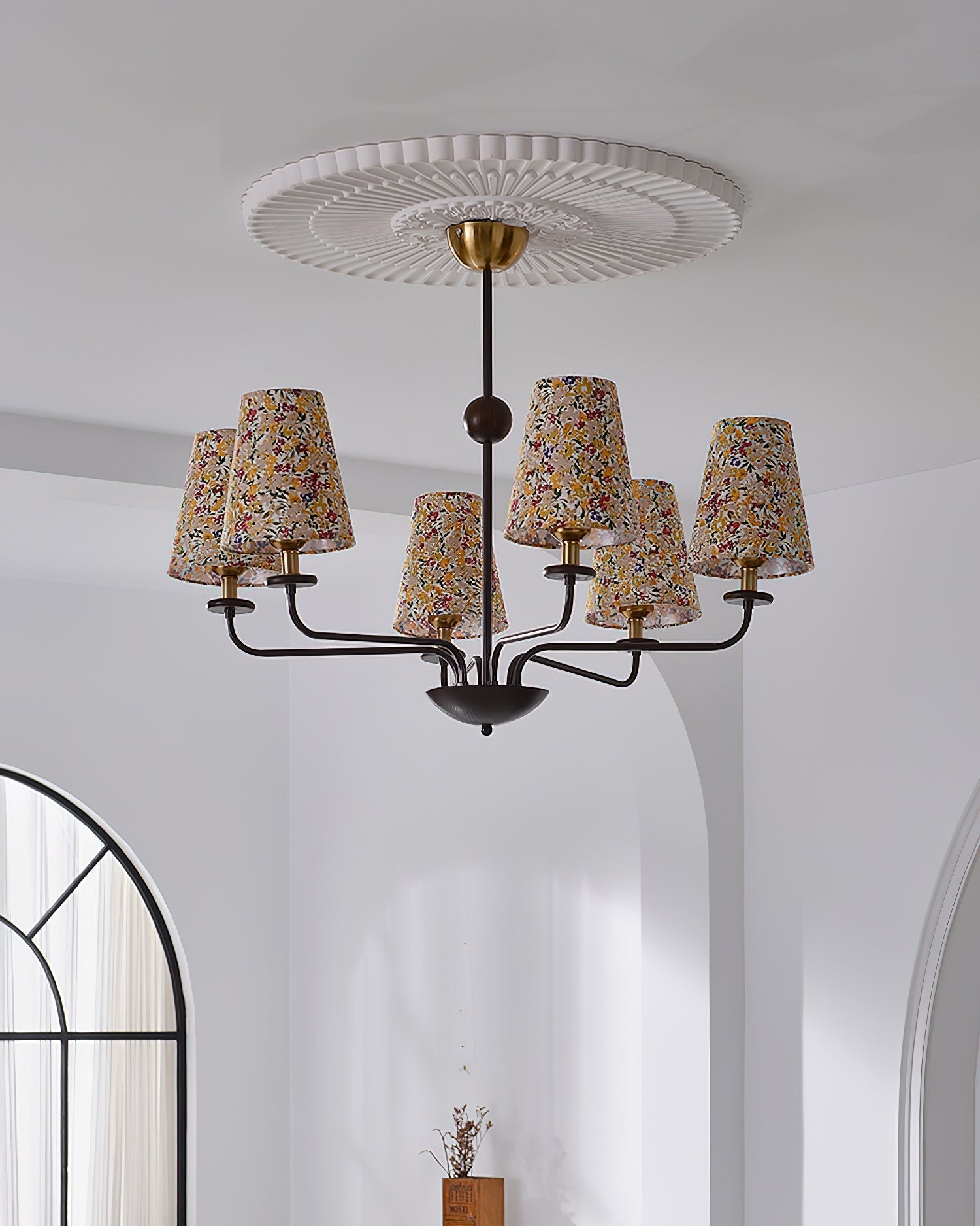 Siena Lustre Abat-jour en Tissu Floral Six Bras - Neutralighting