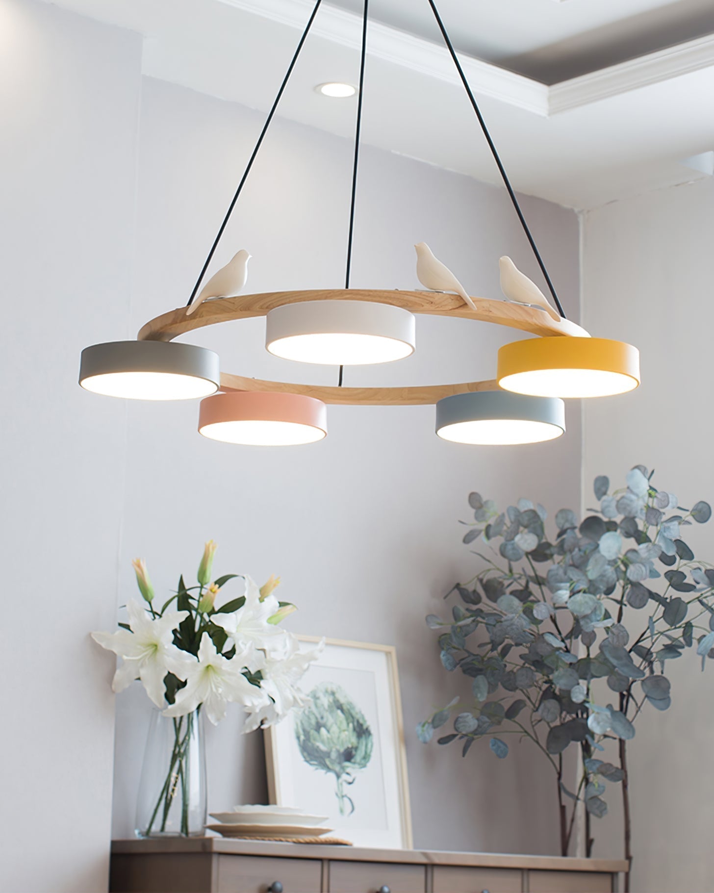 Cliff Lustre Rond avec Oiseau - Neutralighting