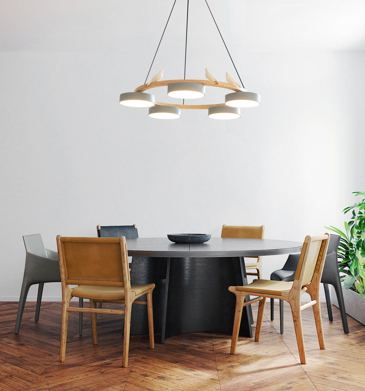 Cliff Lustre Rond avec Oiseau - Neutralighting