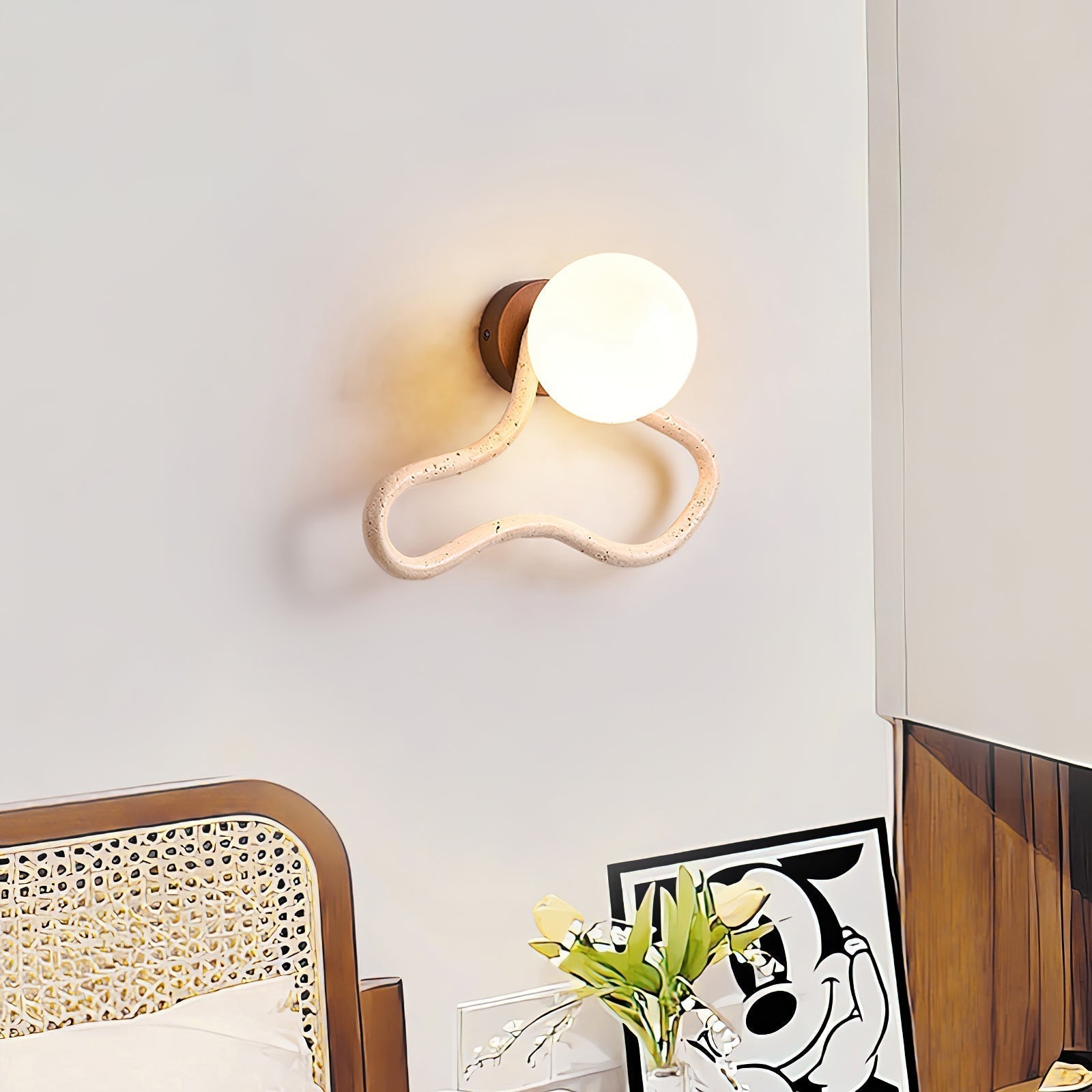 Ritta Applique Murale Mignonne Travertin Forme Ondulée - Neutralighting