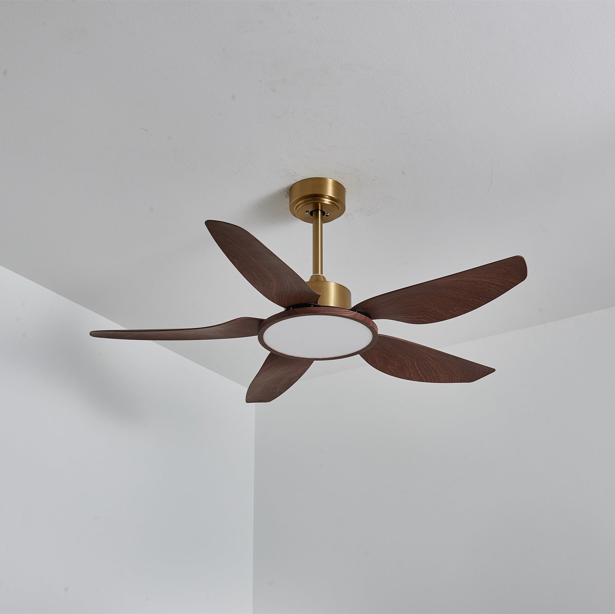 Aurelia Plafonnier Ventilateur Moderne en Bois et Laiton