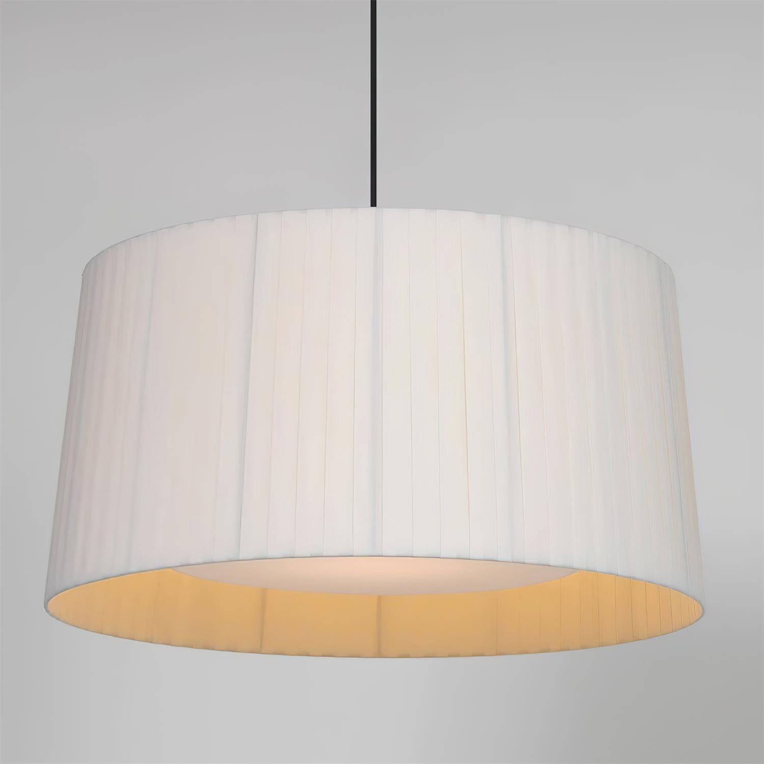 Drum Lampe Pendante Abat-jour en Tissu Pliée Noir Minimaliste Classique - Neutralighting