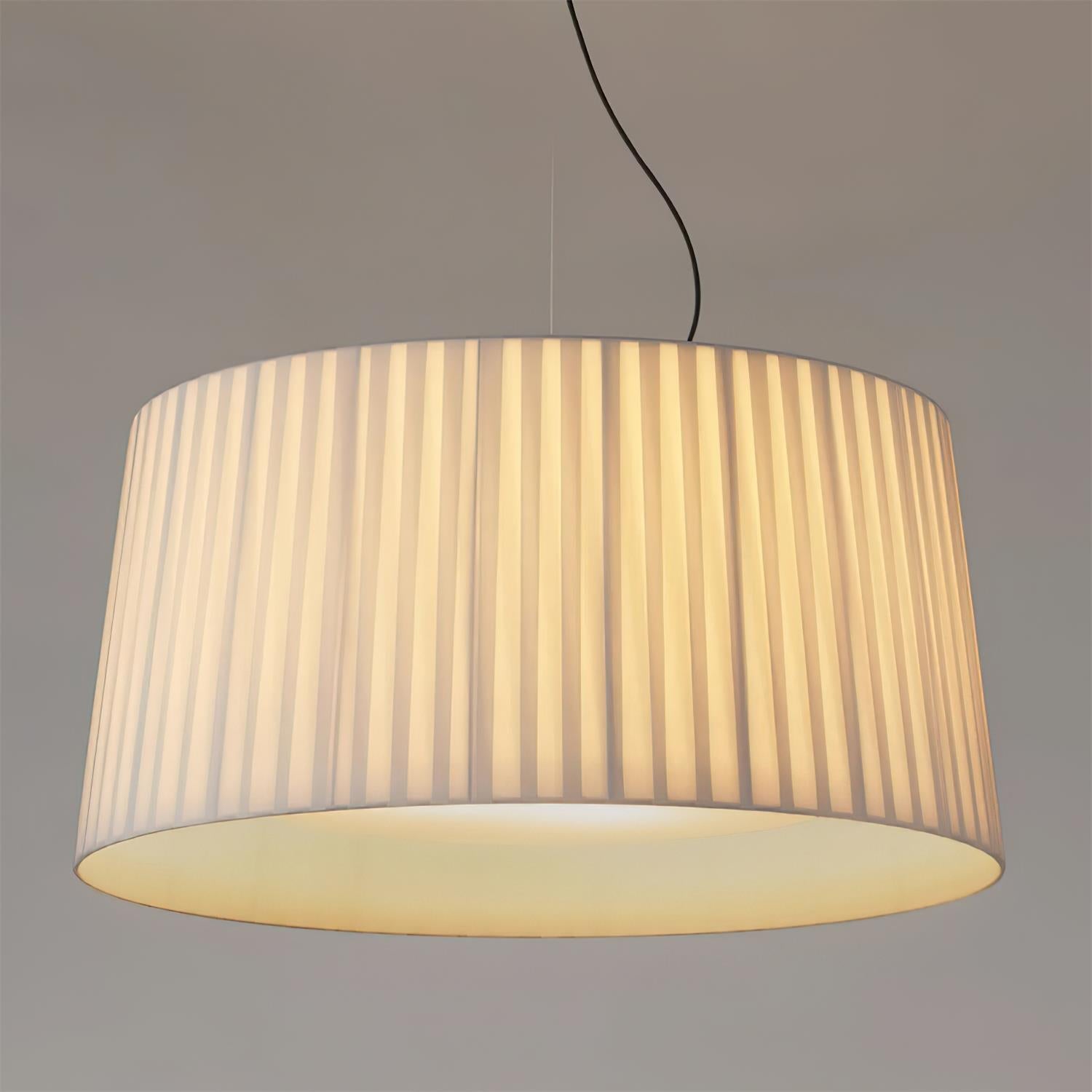 Drum Lampe Pendante Abat-jour en Tissu Pliée Noir Minimaliste Classique - Neutralighting