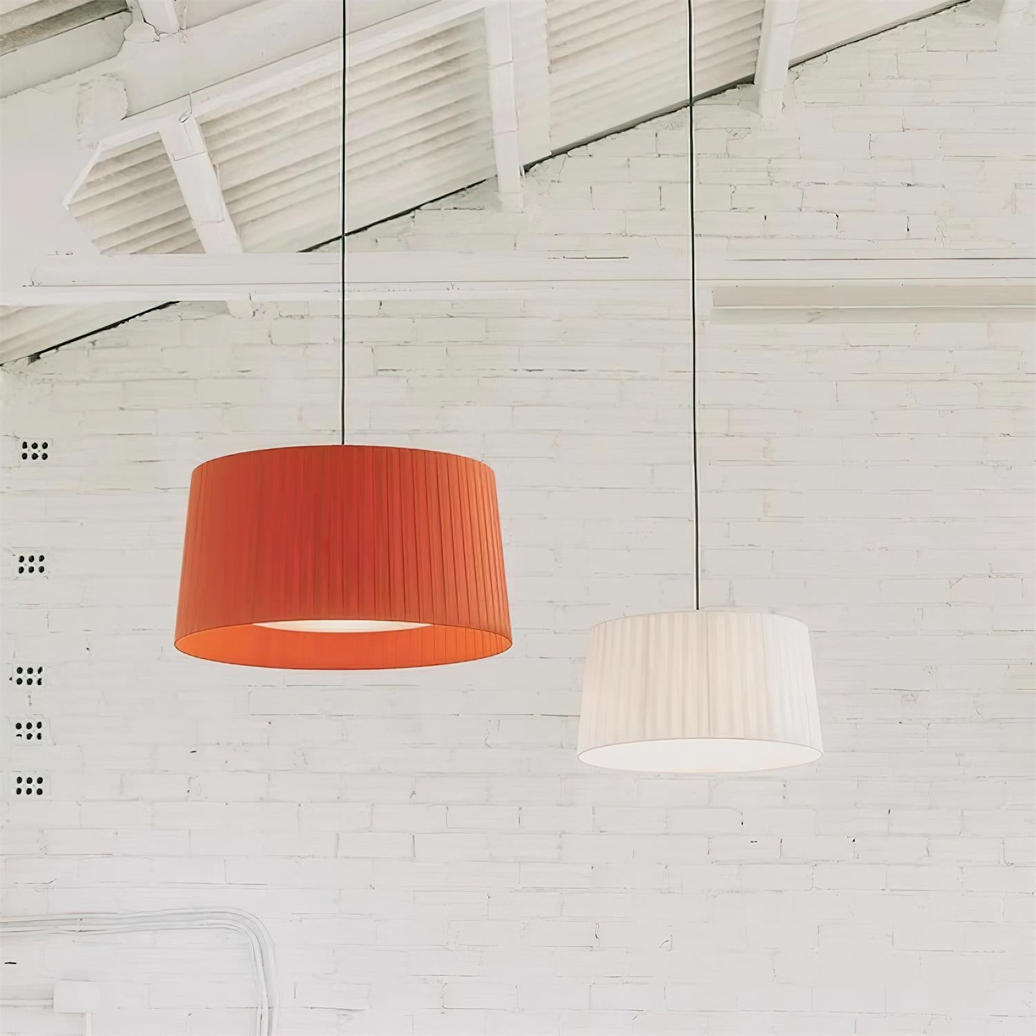 Drum Lampe Pendante Abat-jour en Tissu Pliée Noir Minimaliste Classique - Neutralighting