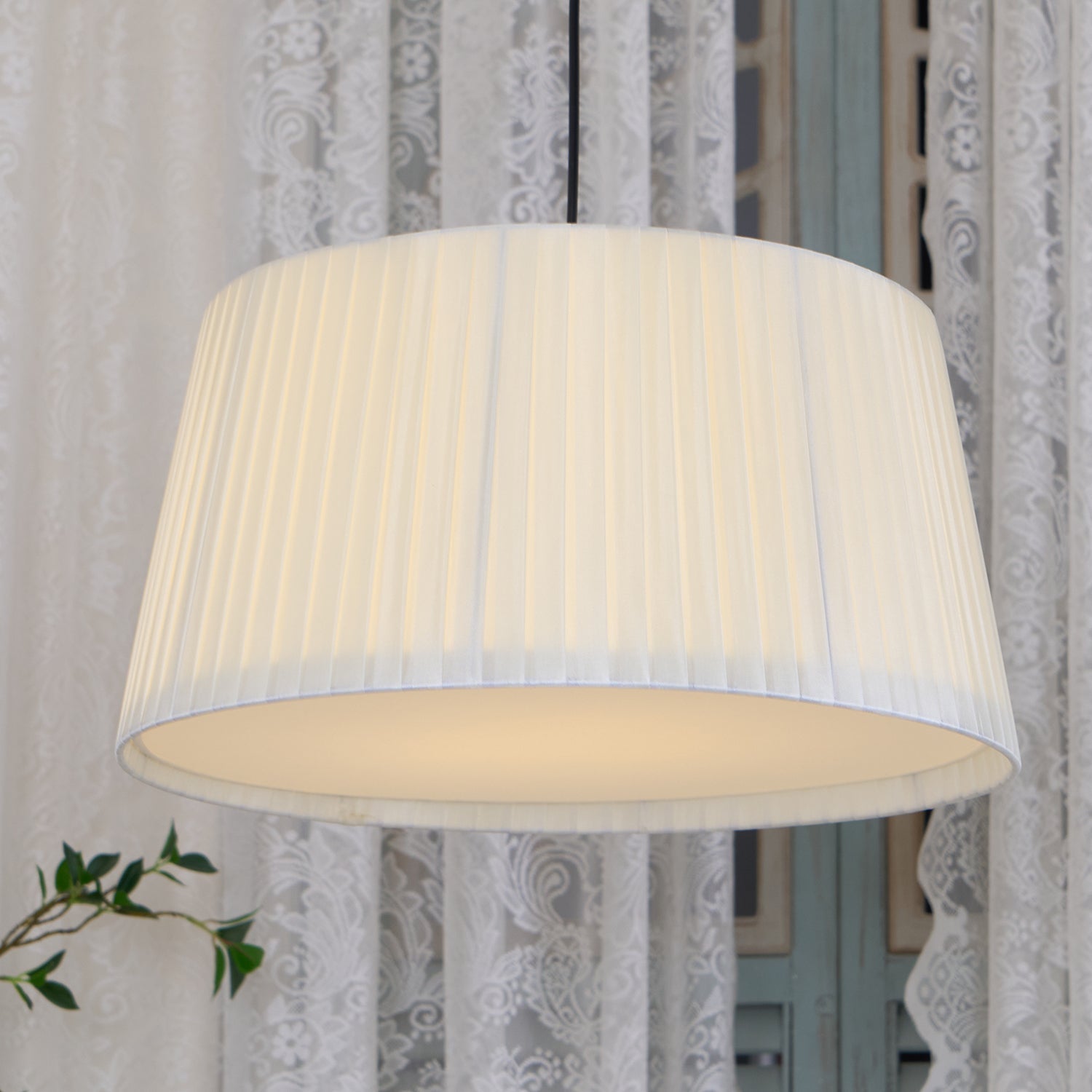 Drum Lampe Pendante Abat-jour en Tissu Pliée Noir Minimaliste Classique - Neutralighting