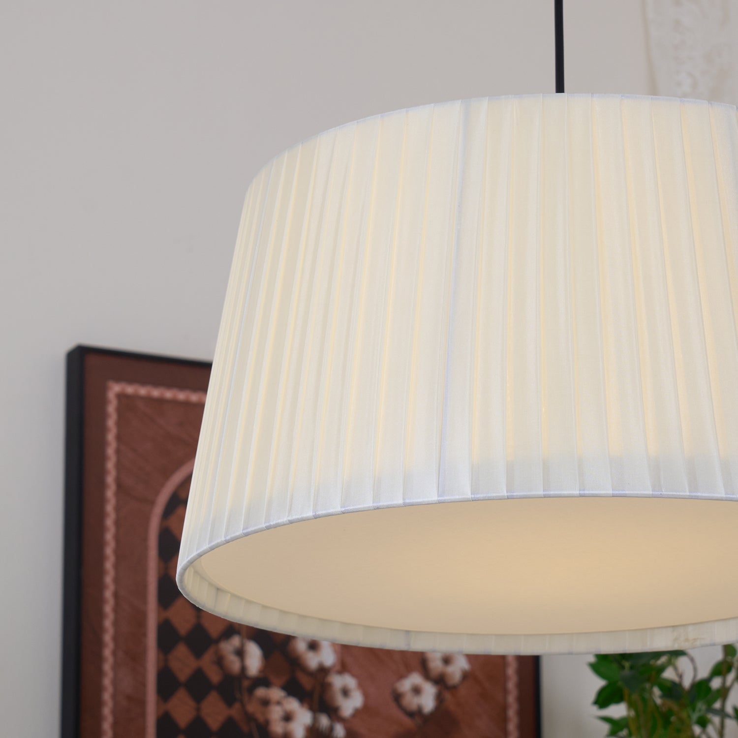 Drum Lampe Pendante Abat-jour en Tissu Pliée Noir Minimaliste Classique - Neutralighting