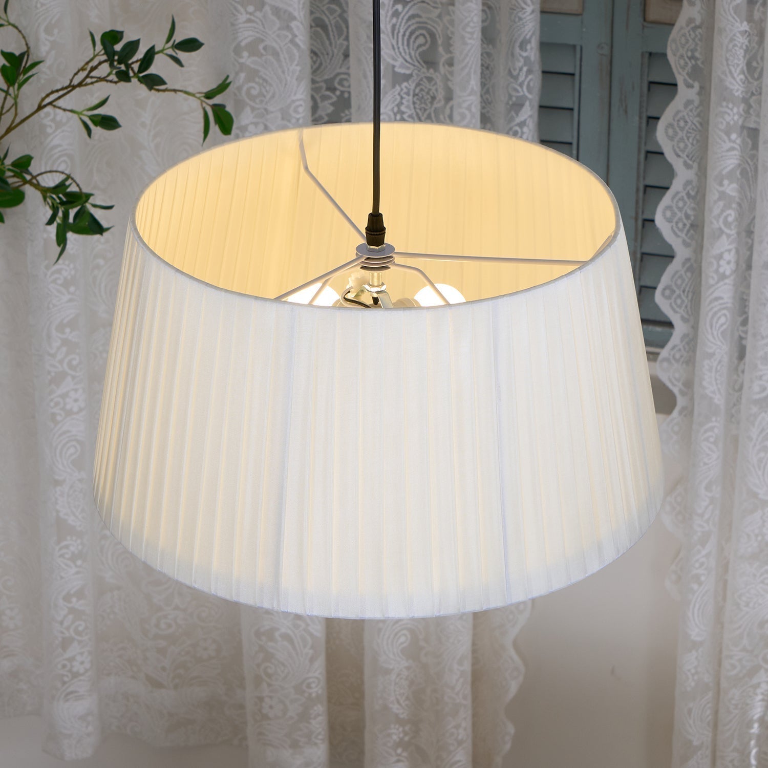 Drum Lampe Pendante Abat-jour en Tissu Pliée Noir Minimaliste Classique - Neutralighting