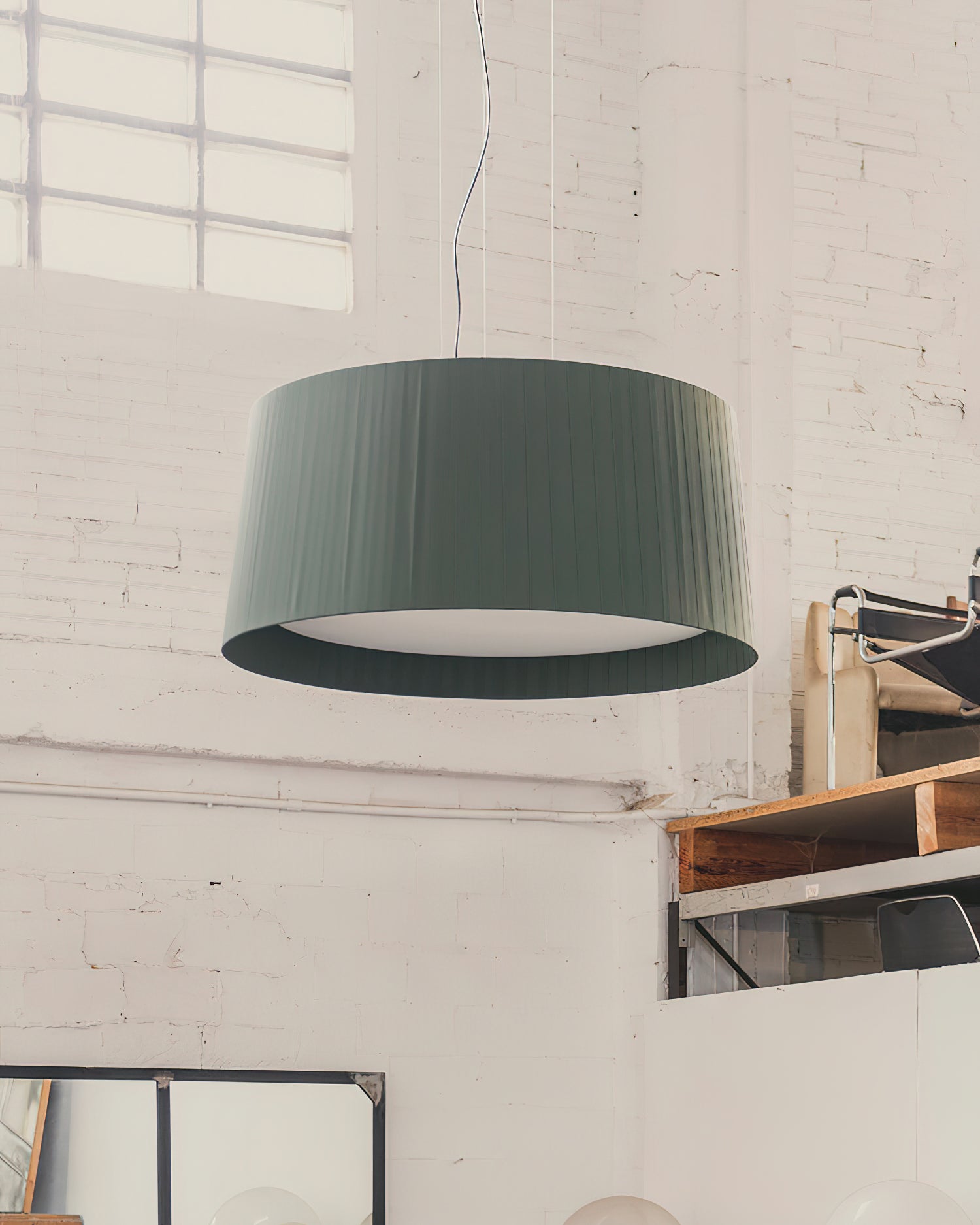 Drum Lampe Pendante Abat-jour en Tissu Pliée Noir Minimaliste Classique - Neutralighting