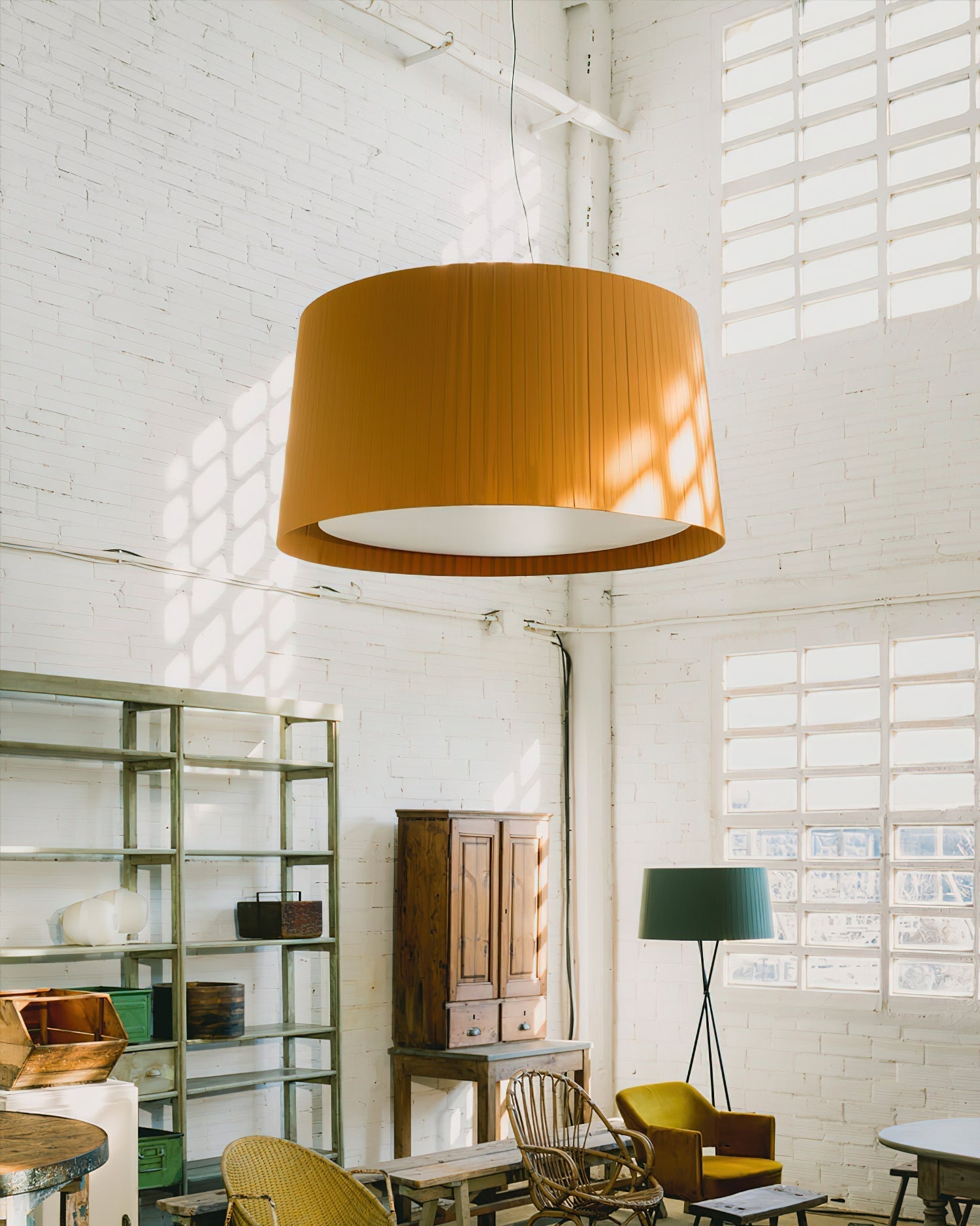 Drum Lampe Pendante Abat-jour en Tissu Pliée Noir Minimaliste Classique - Neutralighting
