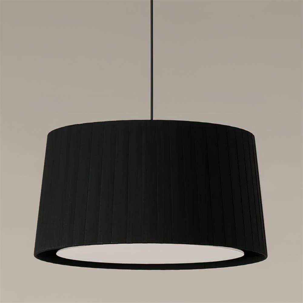 Drum Lampe Pendante Abat-jour en Tissu Pliée Noir Minimaliste Classique - Neutralighting