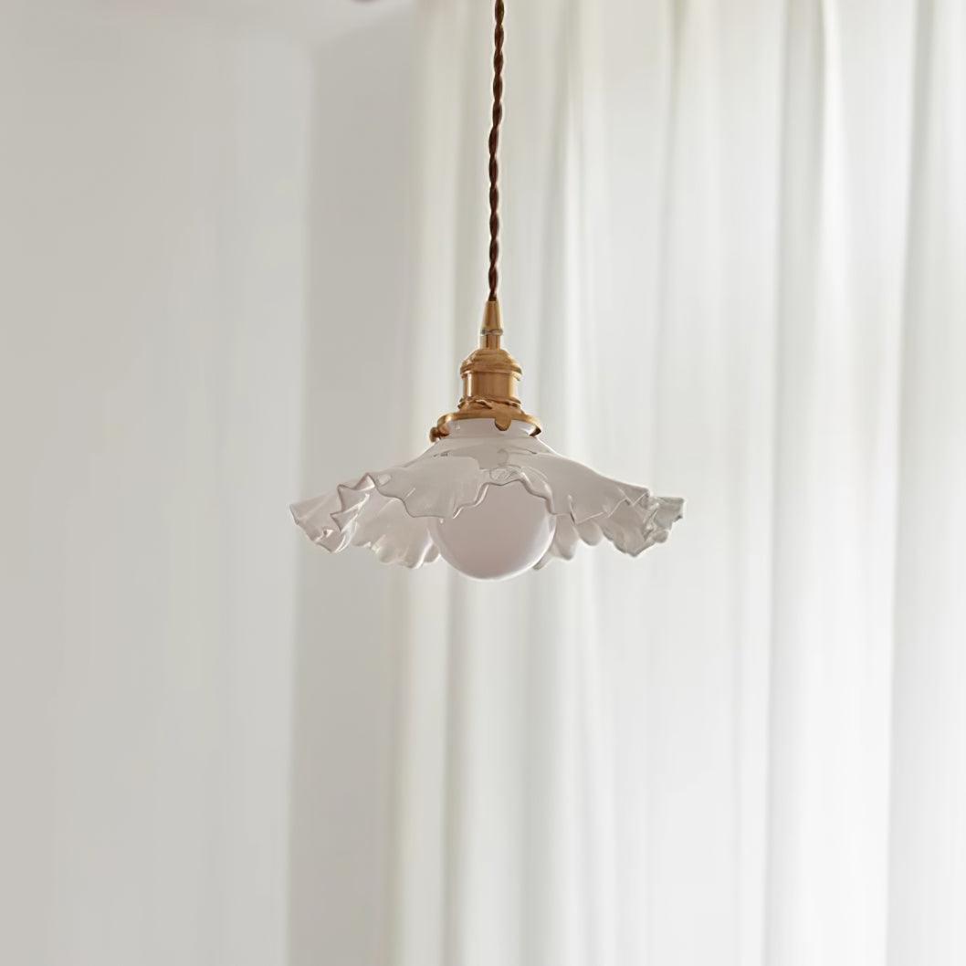 Iris Lampe Pendante Verre Abat-jour Volant Laiton - Neutralighting