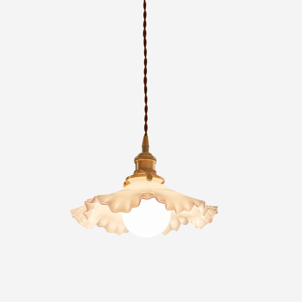 Iris Lampe Pendante Verre Abat-jour Volant Laiton - Neutralighting