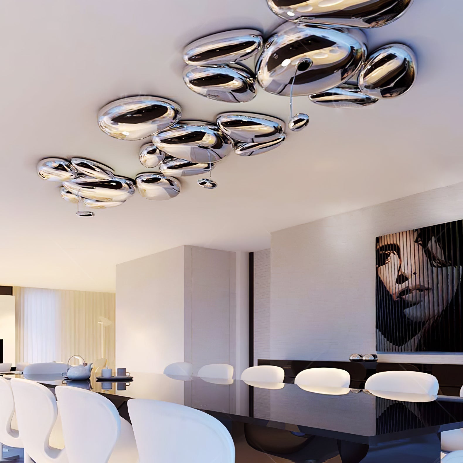 Solara Plafonnier Chrome Pebble Moderne - Neutralighting