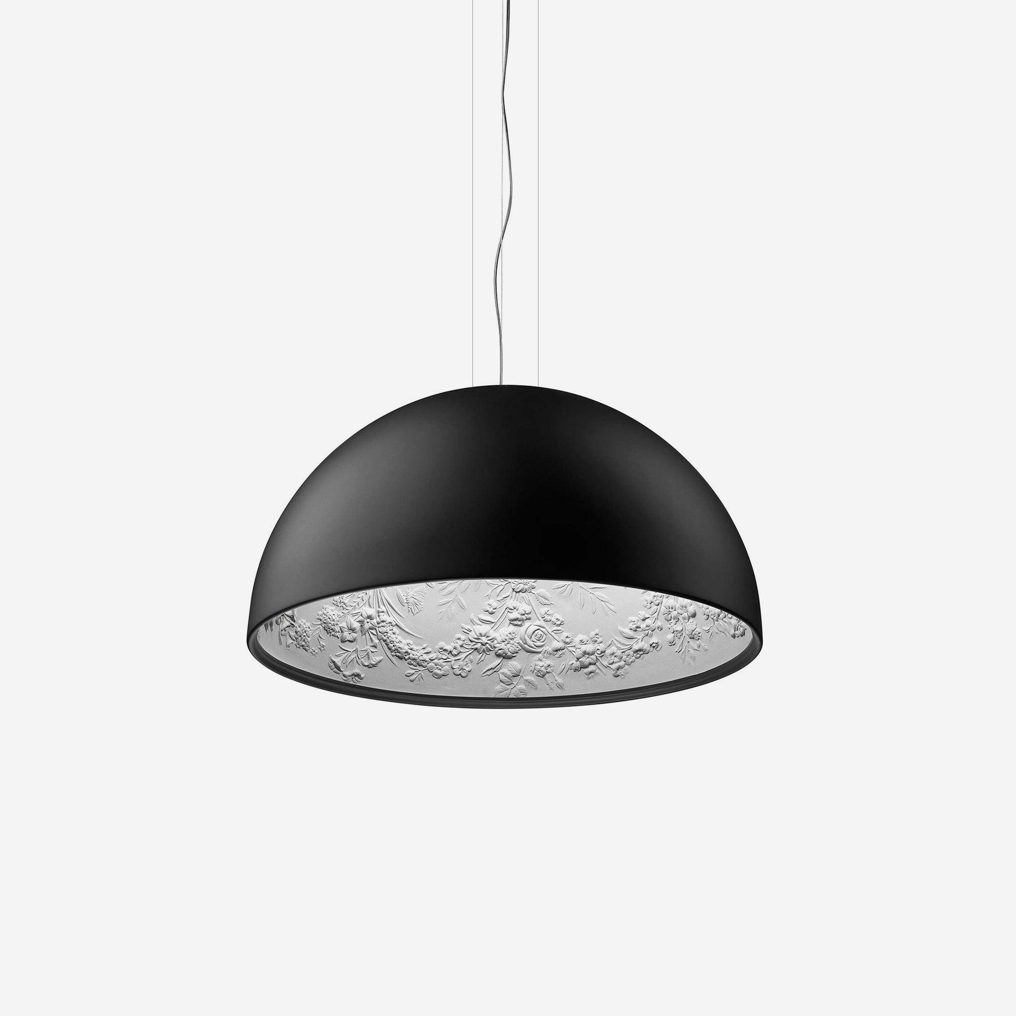 Lampe Pendante Dôme Noir avec Intérieur en Plâtre Embossé Élégant - Neutralighting