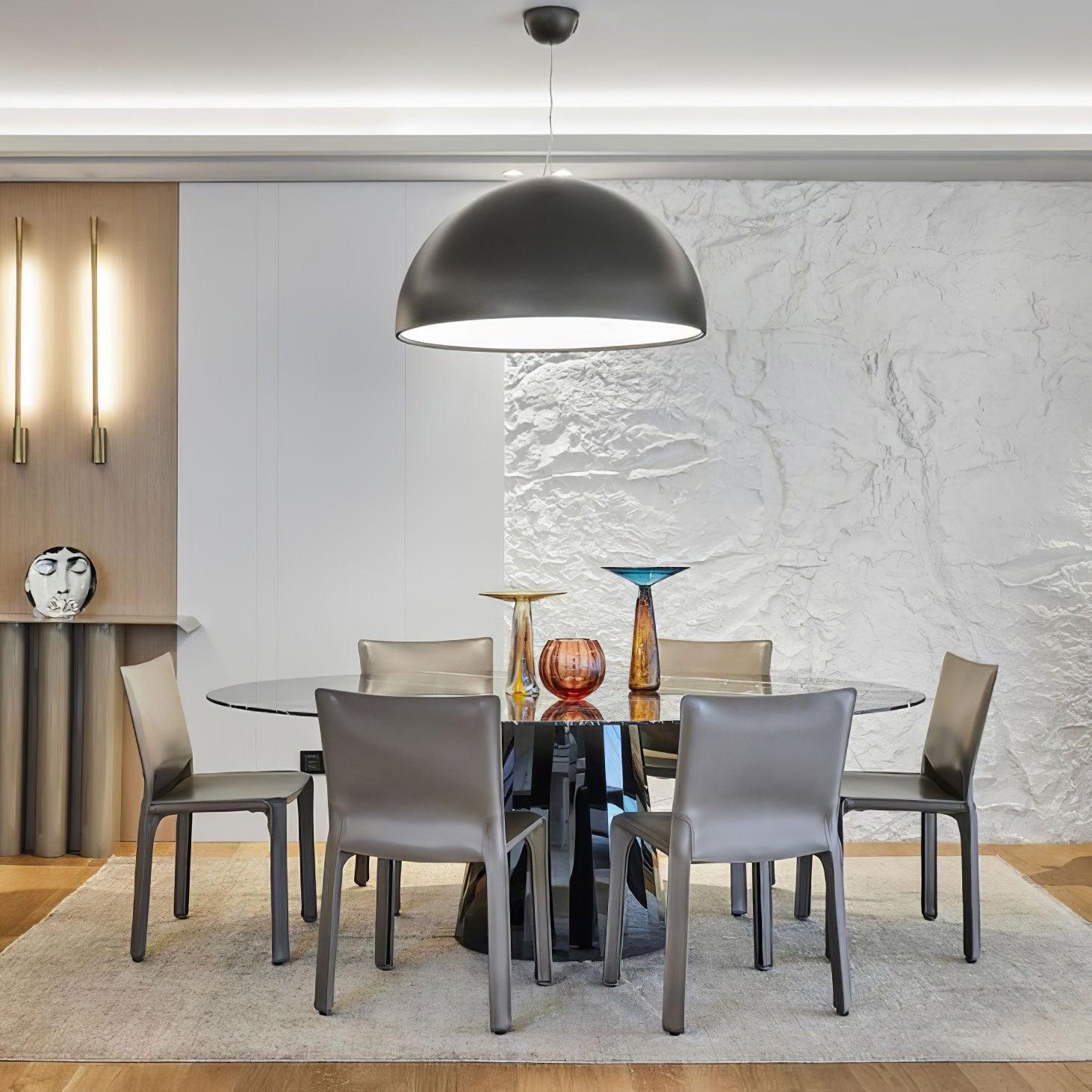 Lampe Pendante Dôme Noir avec Intérieur en Plâtre Embossé Élégant - Neutralighting