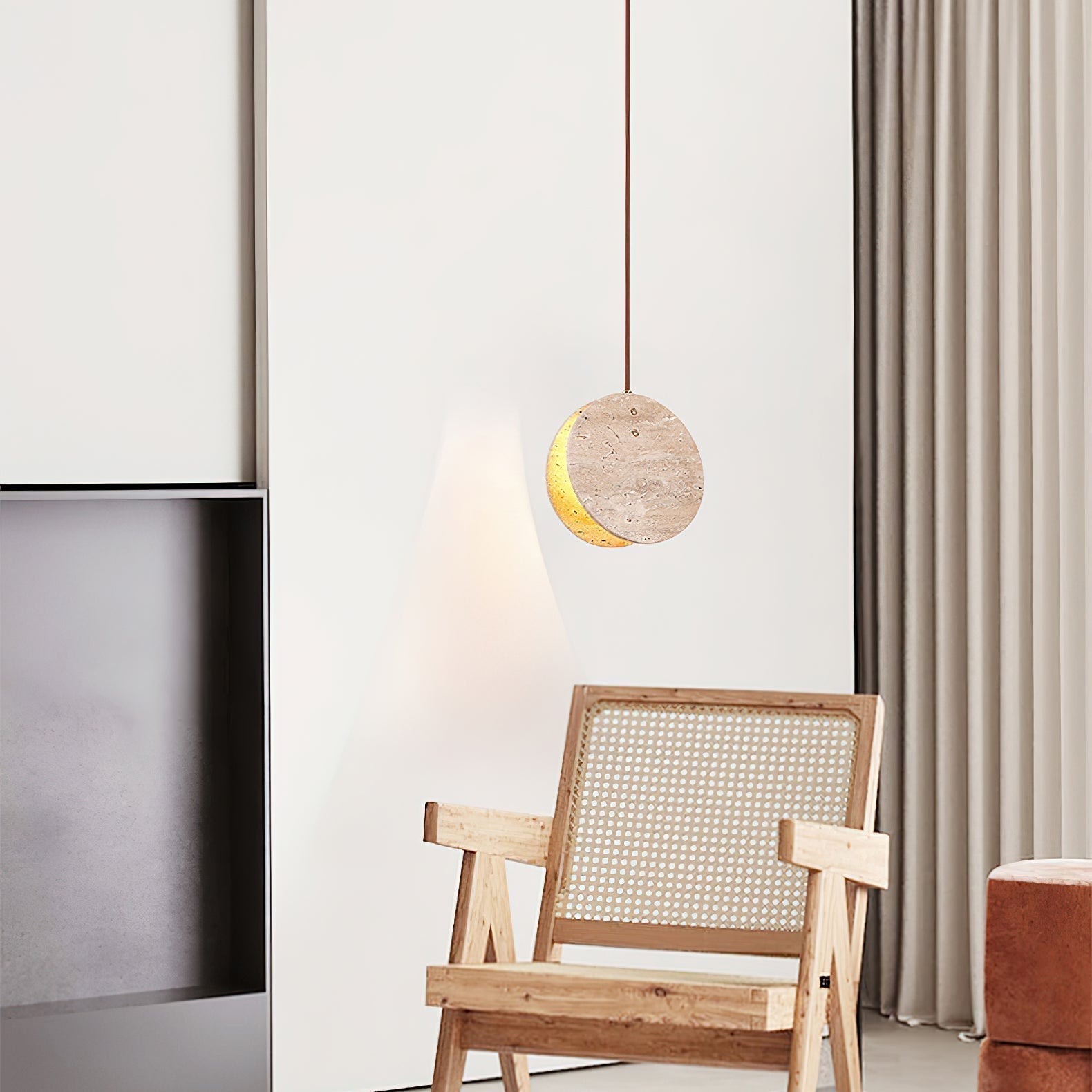 Lunarae Crescent Travertine Pendant Light - Letslighting