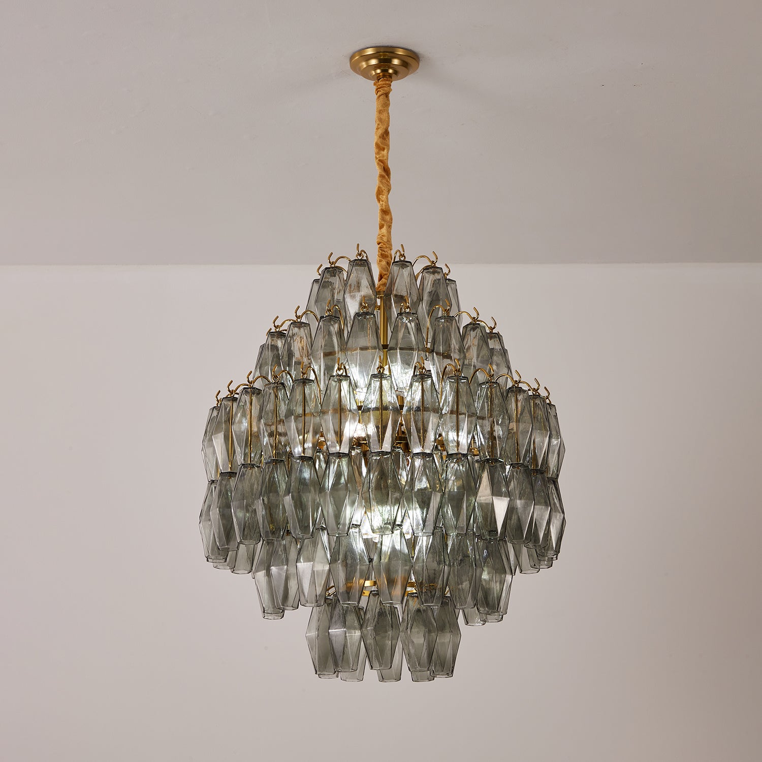 Aurora Lustre Fumée Gris Prisme Verre Superposé - Neutralighting