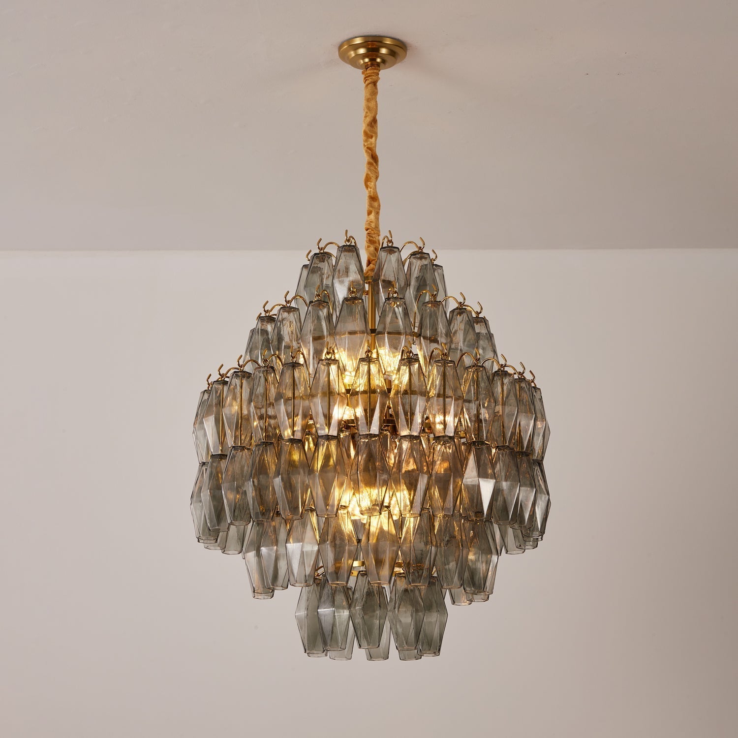 Aurora Lustre Fumée Gris Prisme Verre Superposé - Neutralighting