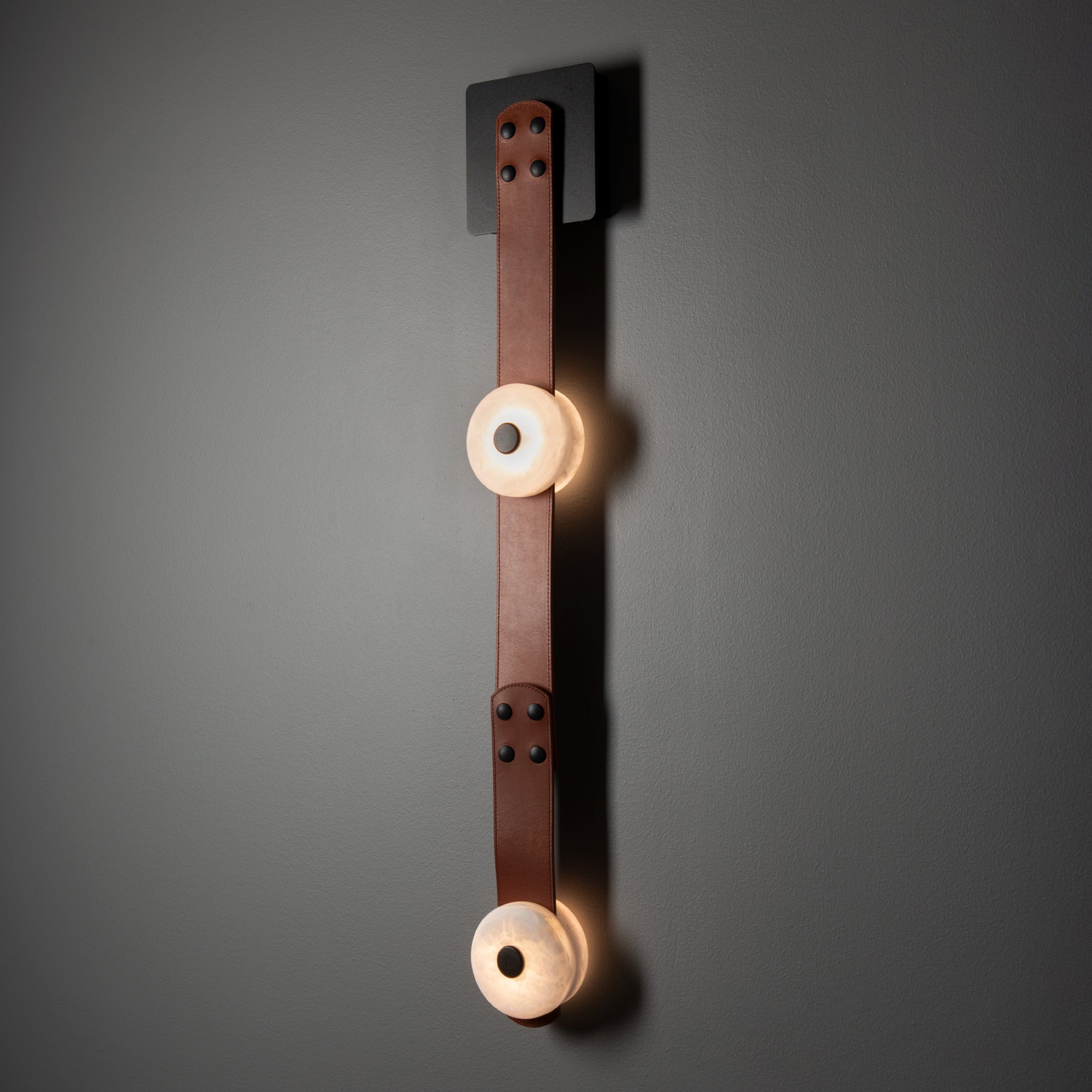 Evsore Modern Minimalist LED Leather Alabaster Sconce Wall Lamp - Lamp Copper