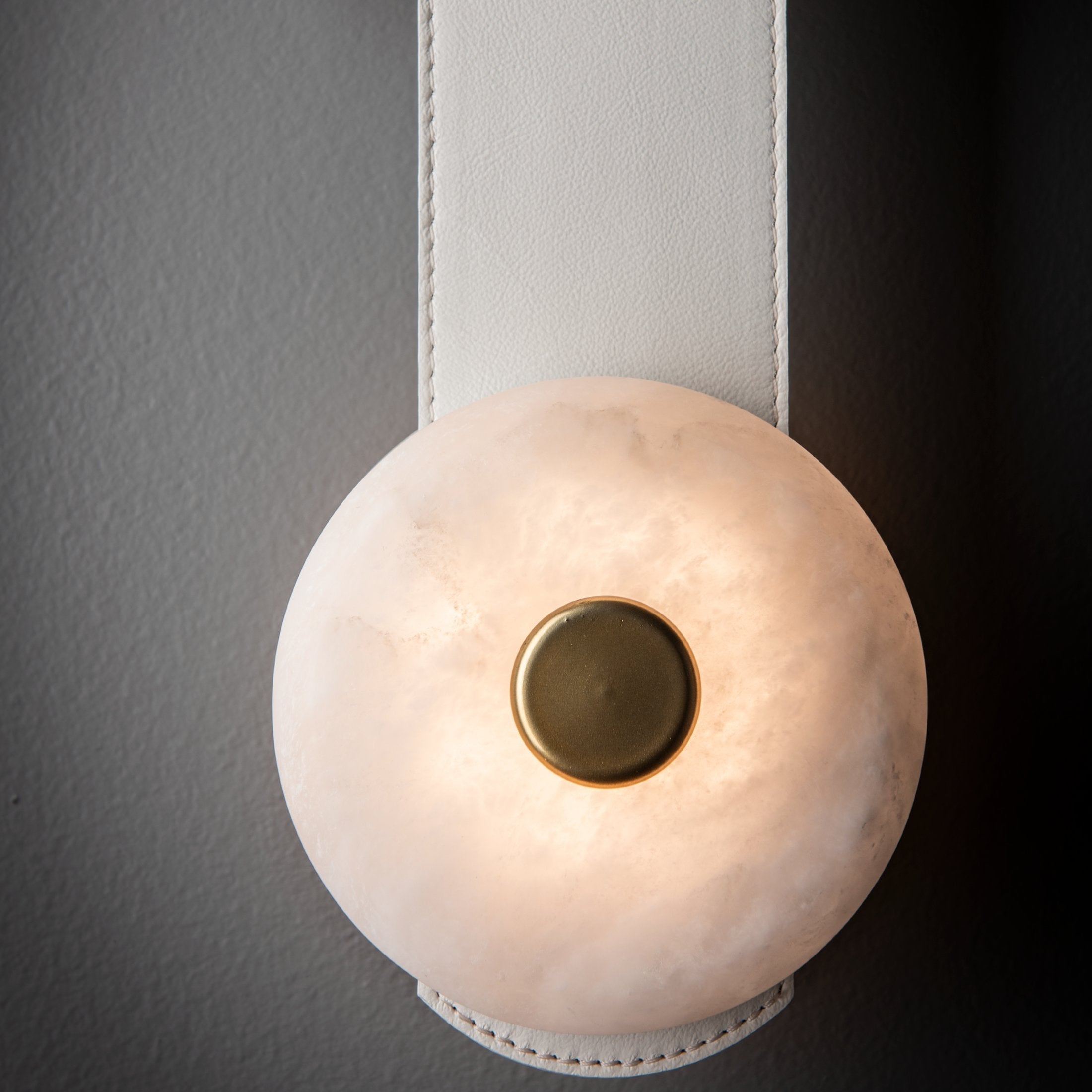 Evsore Modern Minimalist LED Leather Alabaster Sconce Wall Lamp - Lamp Copper