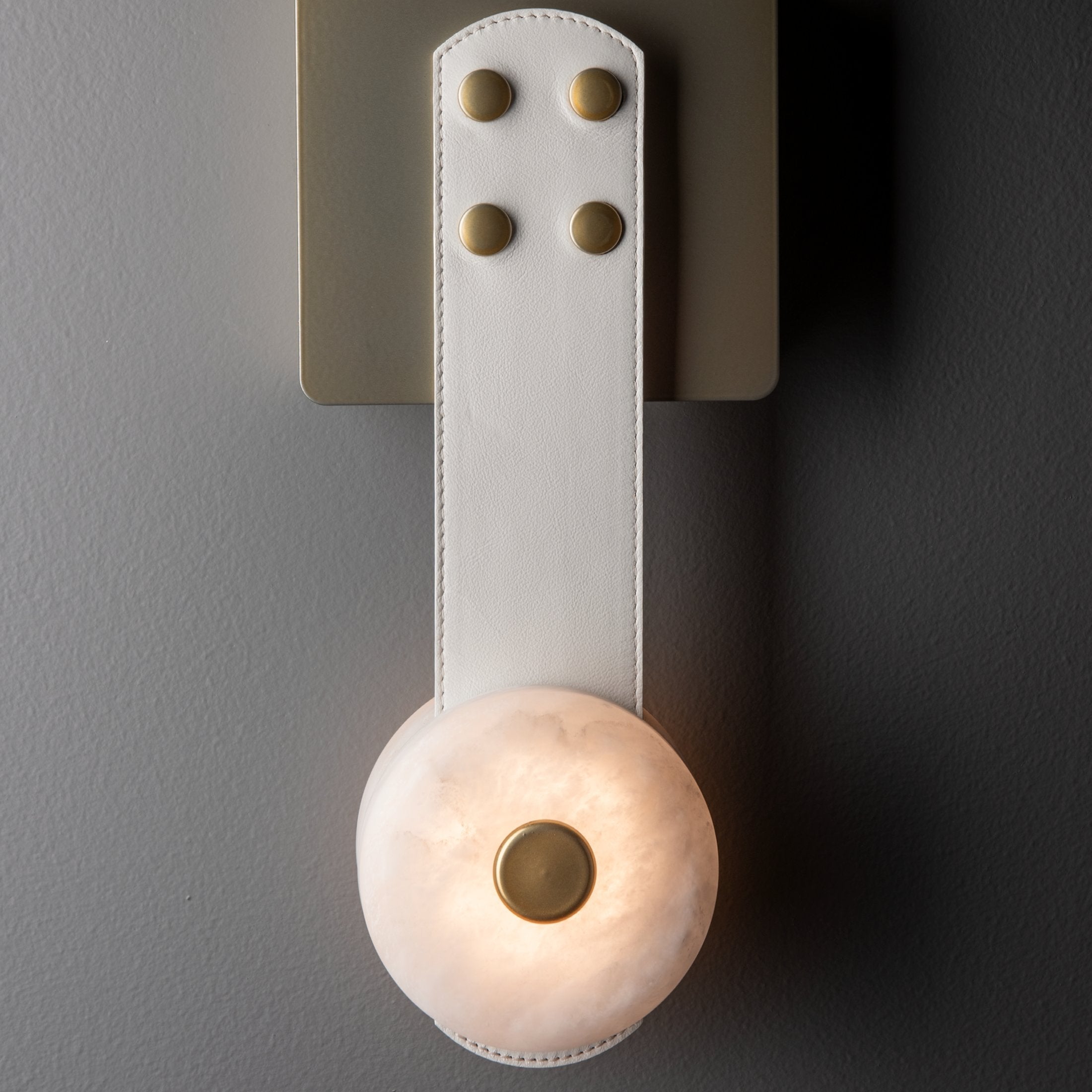 Evsore Modern Minimalist LED Leather Alabaster Sconce Wall Lamp - Lamp Copper