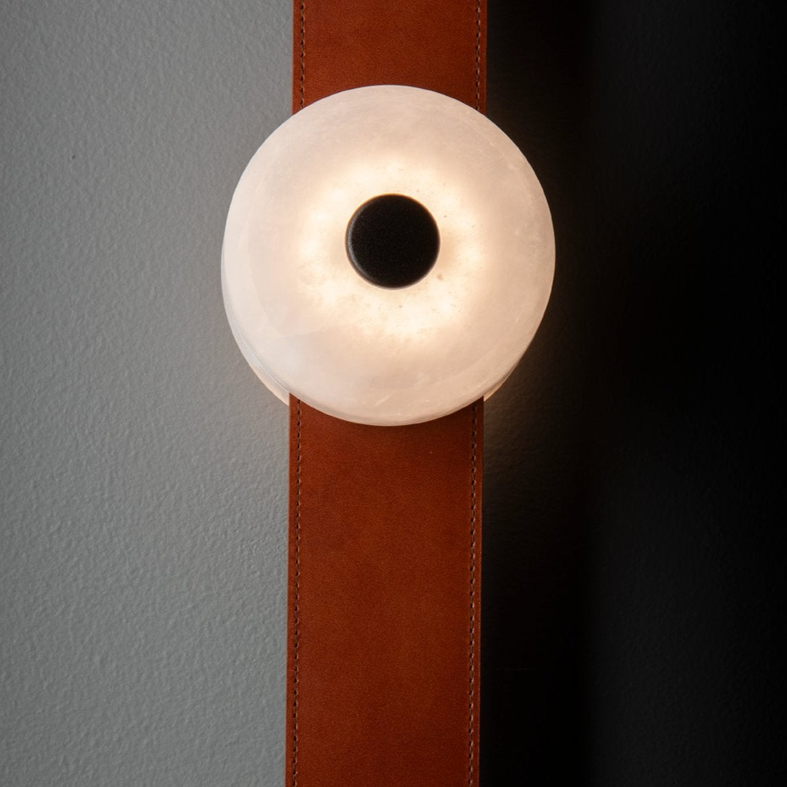 Evsore Modern Minimalist LED Leather Alabaster Sconce Wall Lamp - Lamp Copper