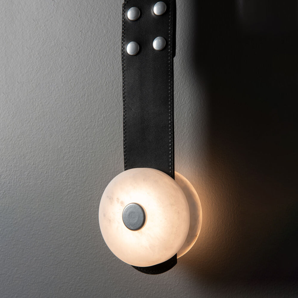 Evsore Modern Minimalist LED Leather Alabaster Sconce Wall Lamp - Lamp Copper