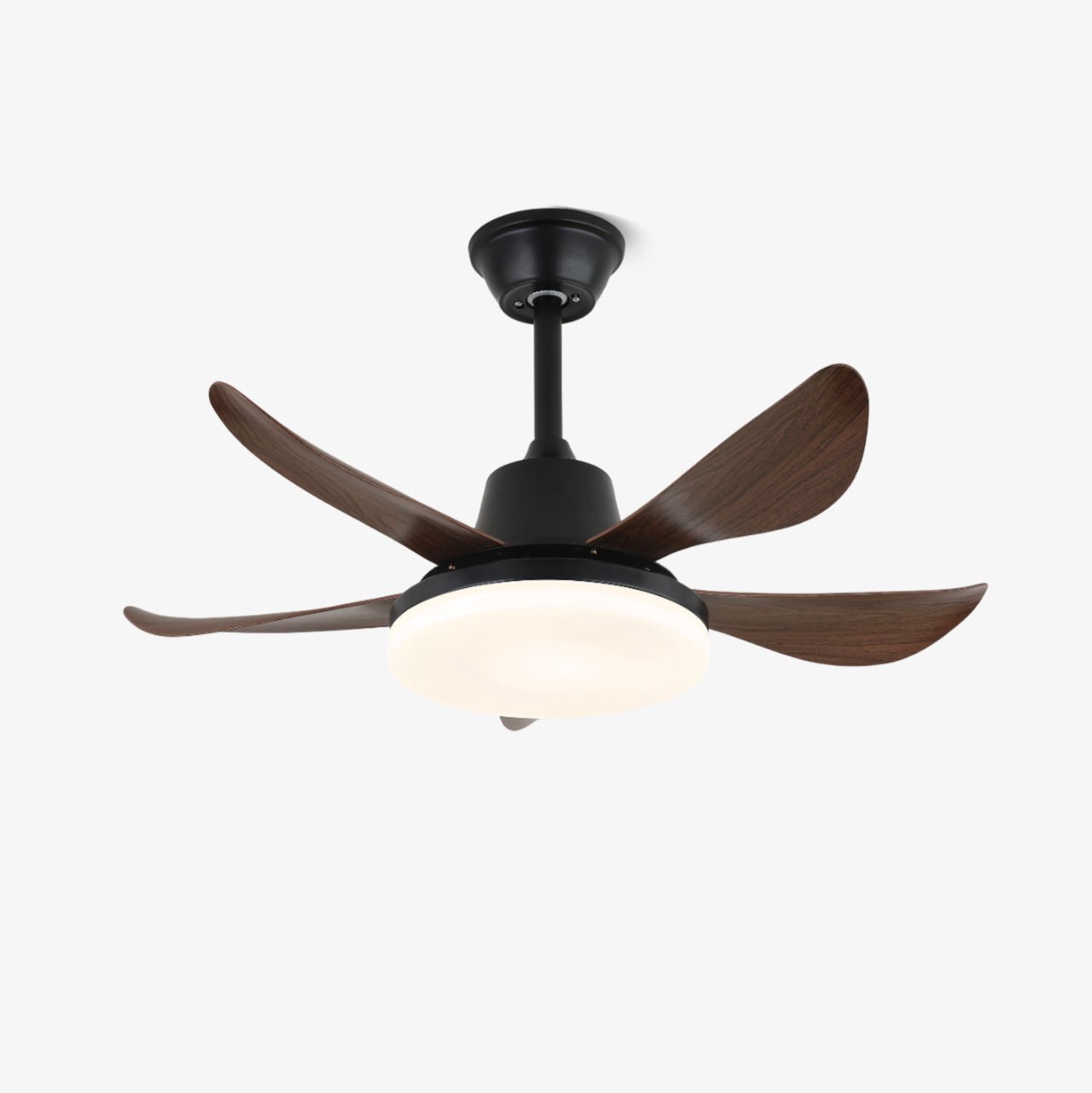 Plafonnier ventilateur Callen en bois moderne avec finition Noyer