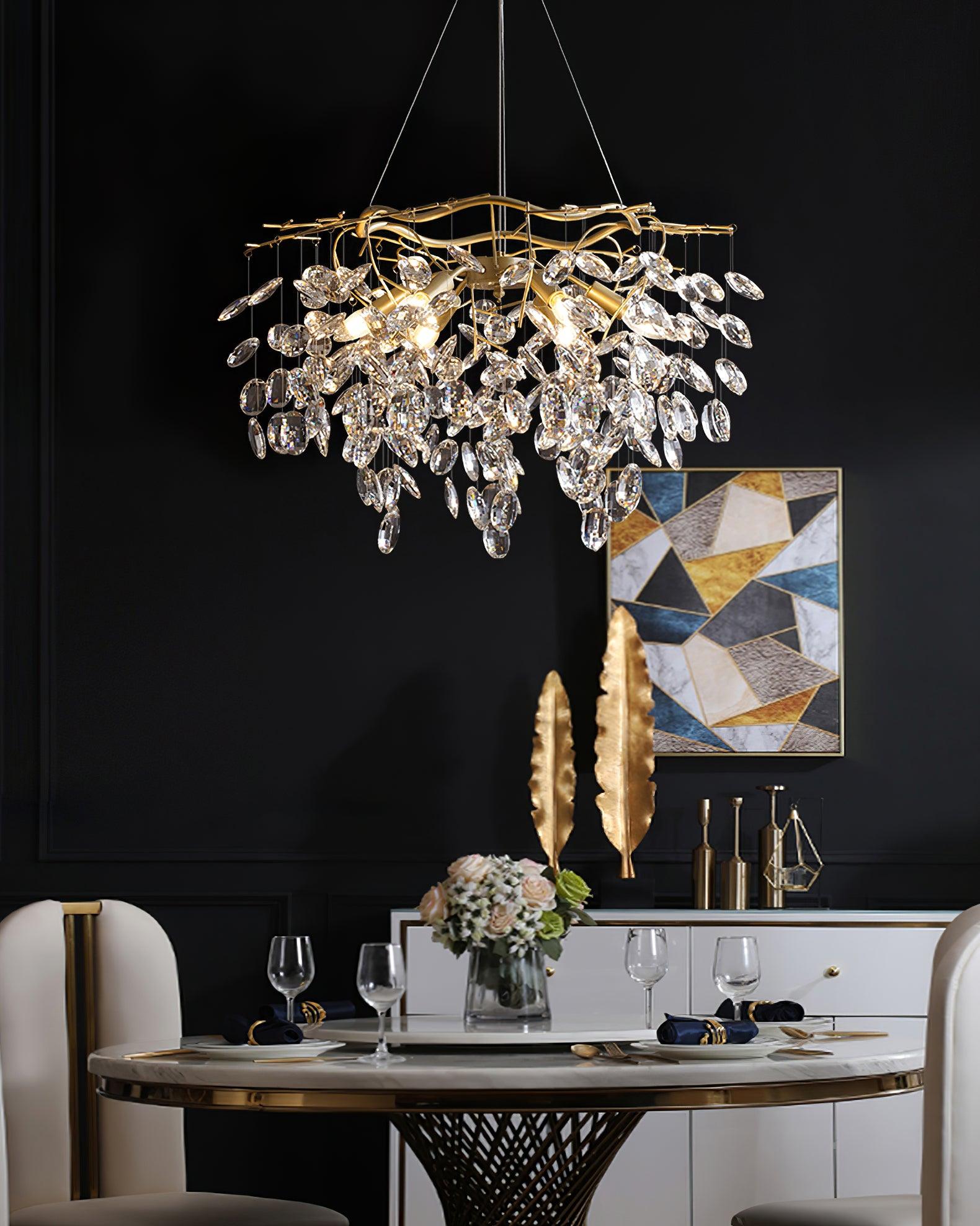 Lustra Chandelier Cristal Branche Or LED - Neutralighting