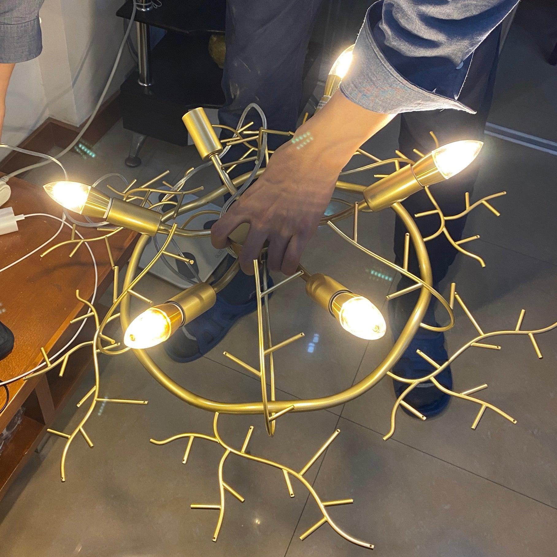 Lustra Chandelier Cristal Branche Or LED - Neutralighting